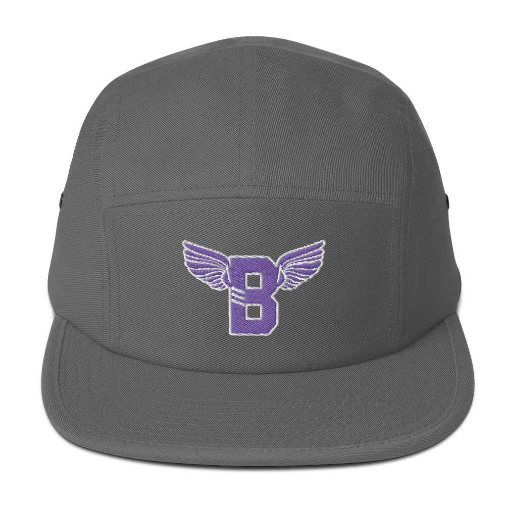 "B" IS FOR BROOKLYN - B-WING 5 PANEL HAT (PURPLE/WHITE STITCH)