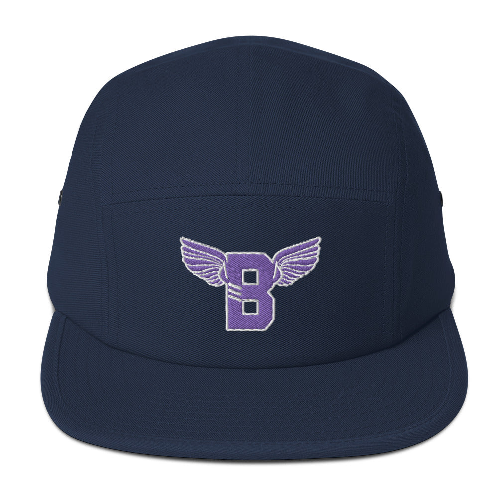 "B" IS FOR BROOKLYN - B-WING 5 PANEL HAT (PURPLE/WHITE STITCH)