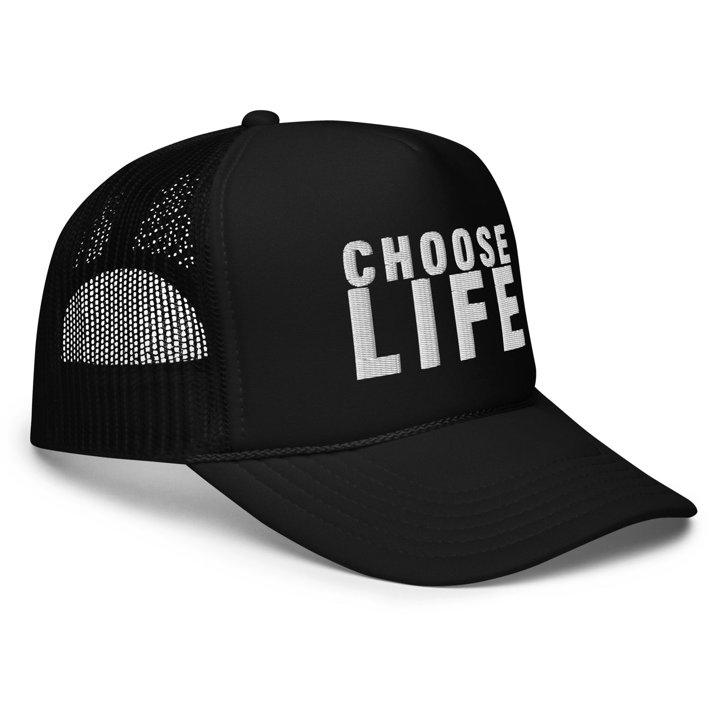 FXCK GUNZ...CHOOSE LIFE FOAM TRUCKER HAT (WHITE PRINT)
