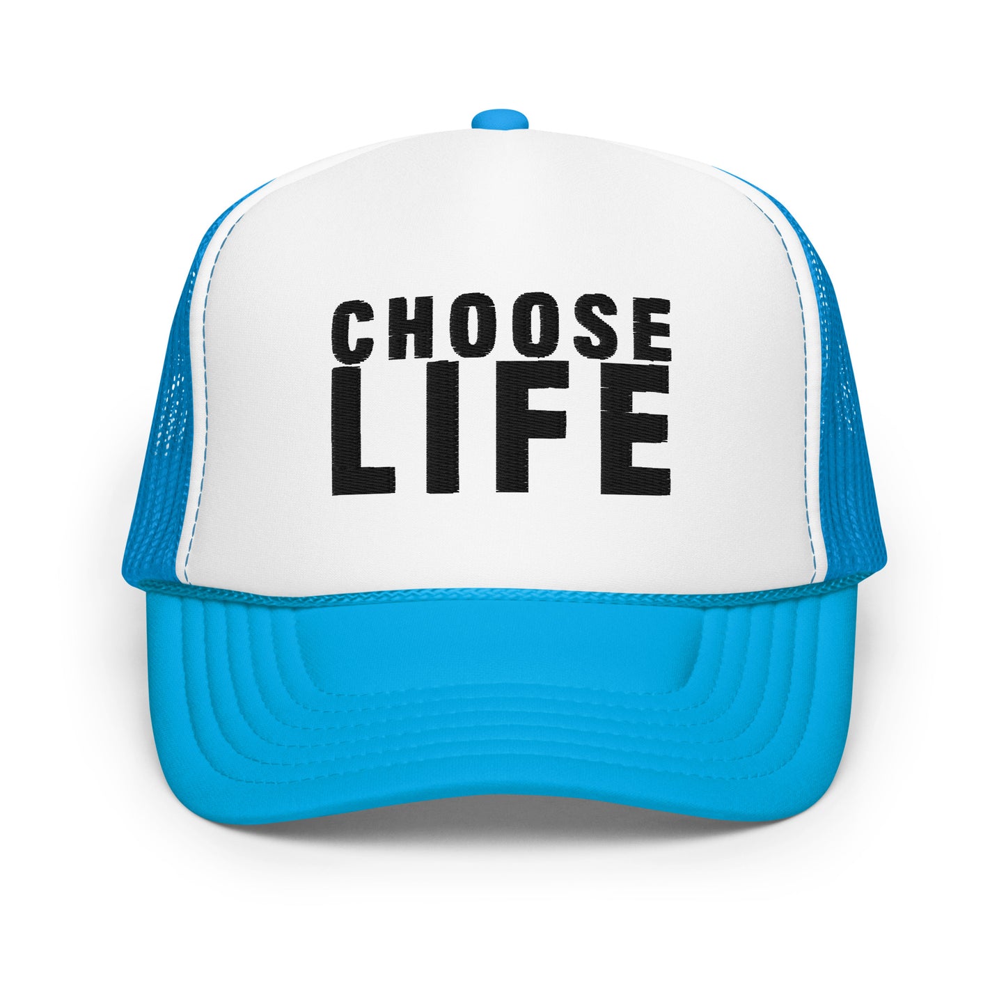 FXCK GUNZ...CHOOSE LIFE FOAM TRUCKER HAT (BLACK PRINT)