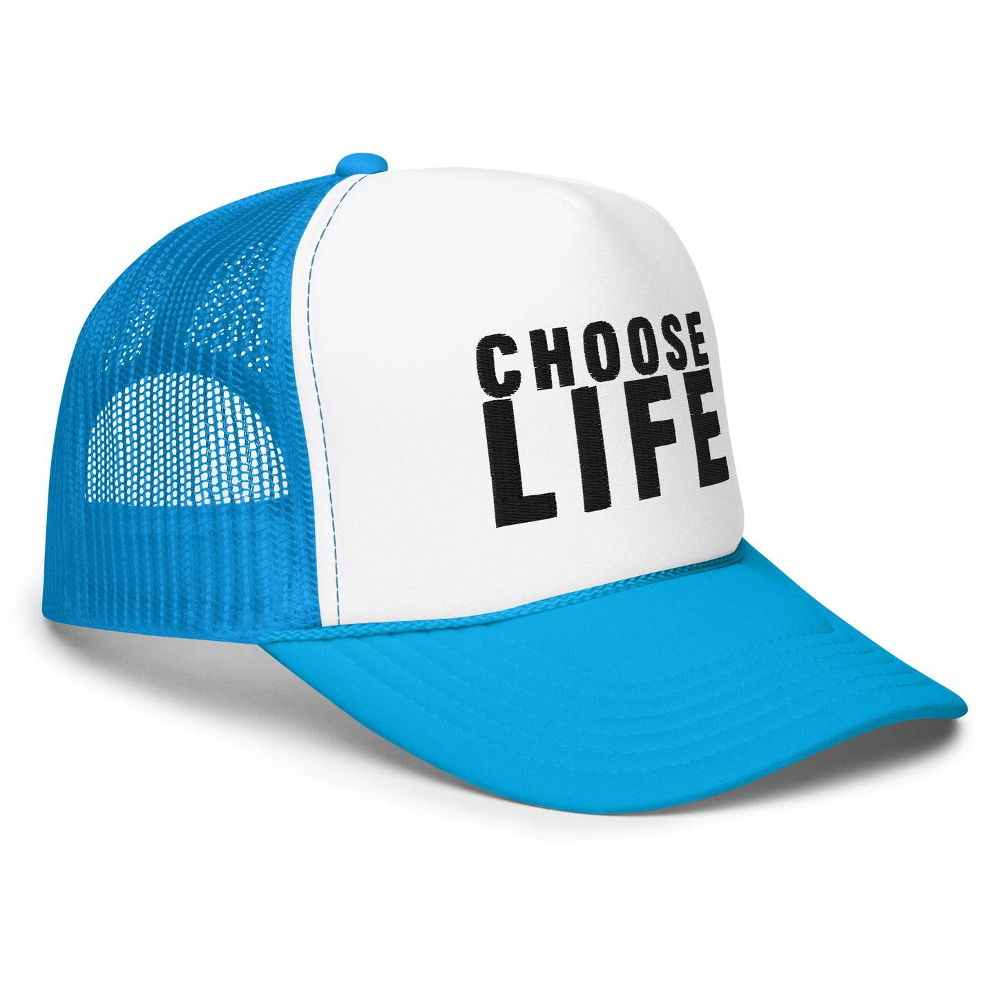 FXCK GUNZ...CHOOSE LIFE FOAM TRUCKER HAT (BLACK PRINT)