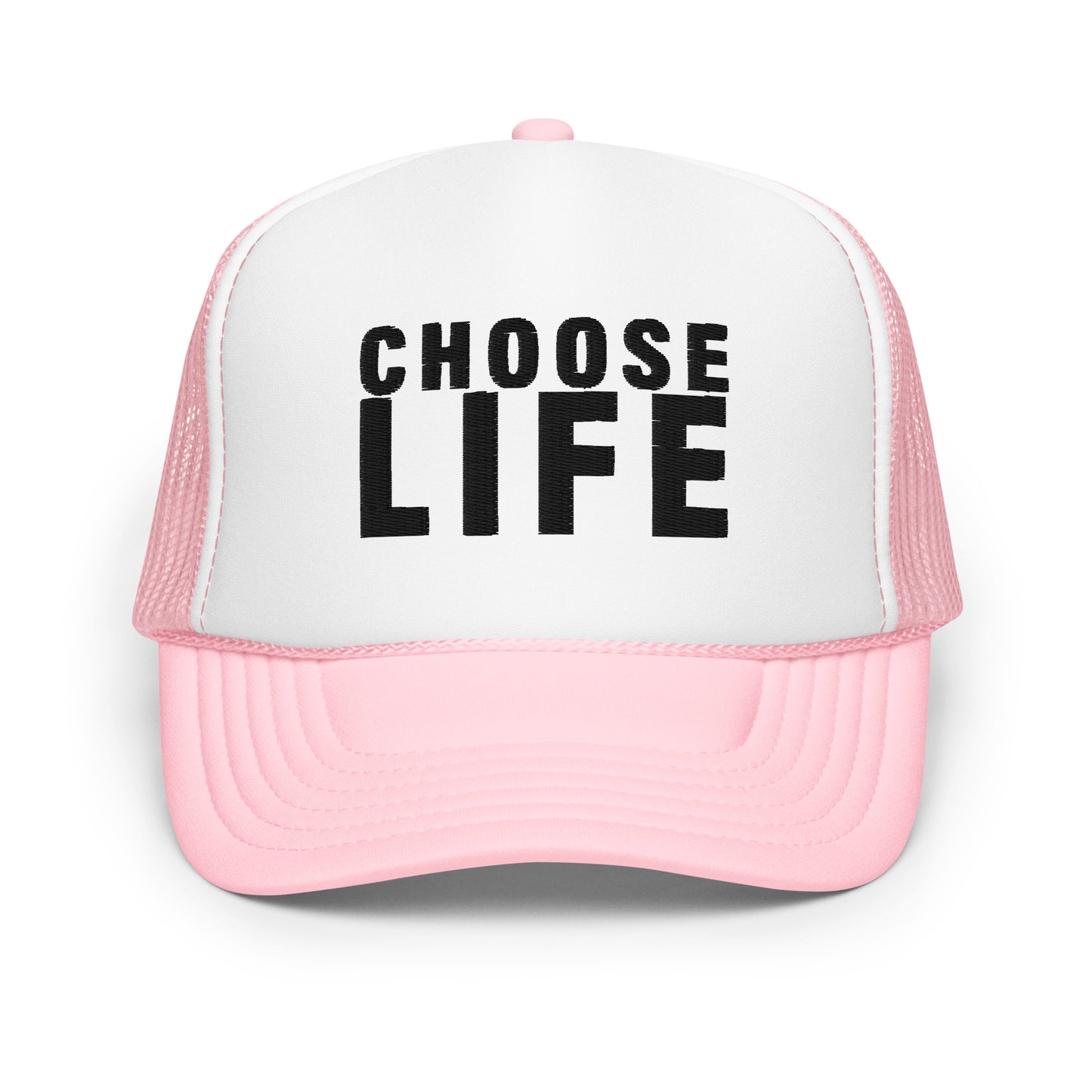 FXCK GUNZ...CHOOSE LIFE FOAM TRUCKER HAT (BLACK PRINT)