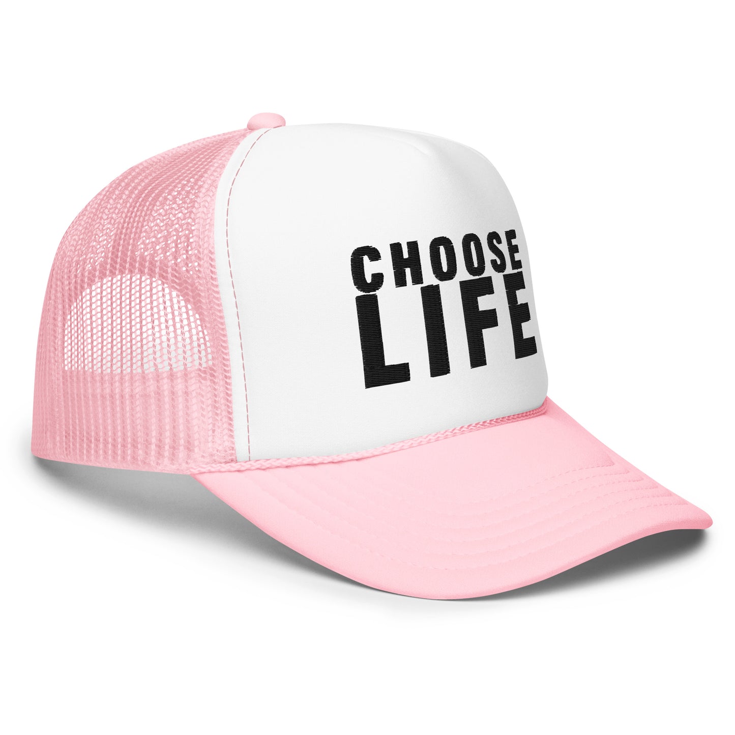 FXCK GUNZ...CHOOSE LIFE FOAM TRUCKER HAT (BLACK PRINT)