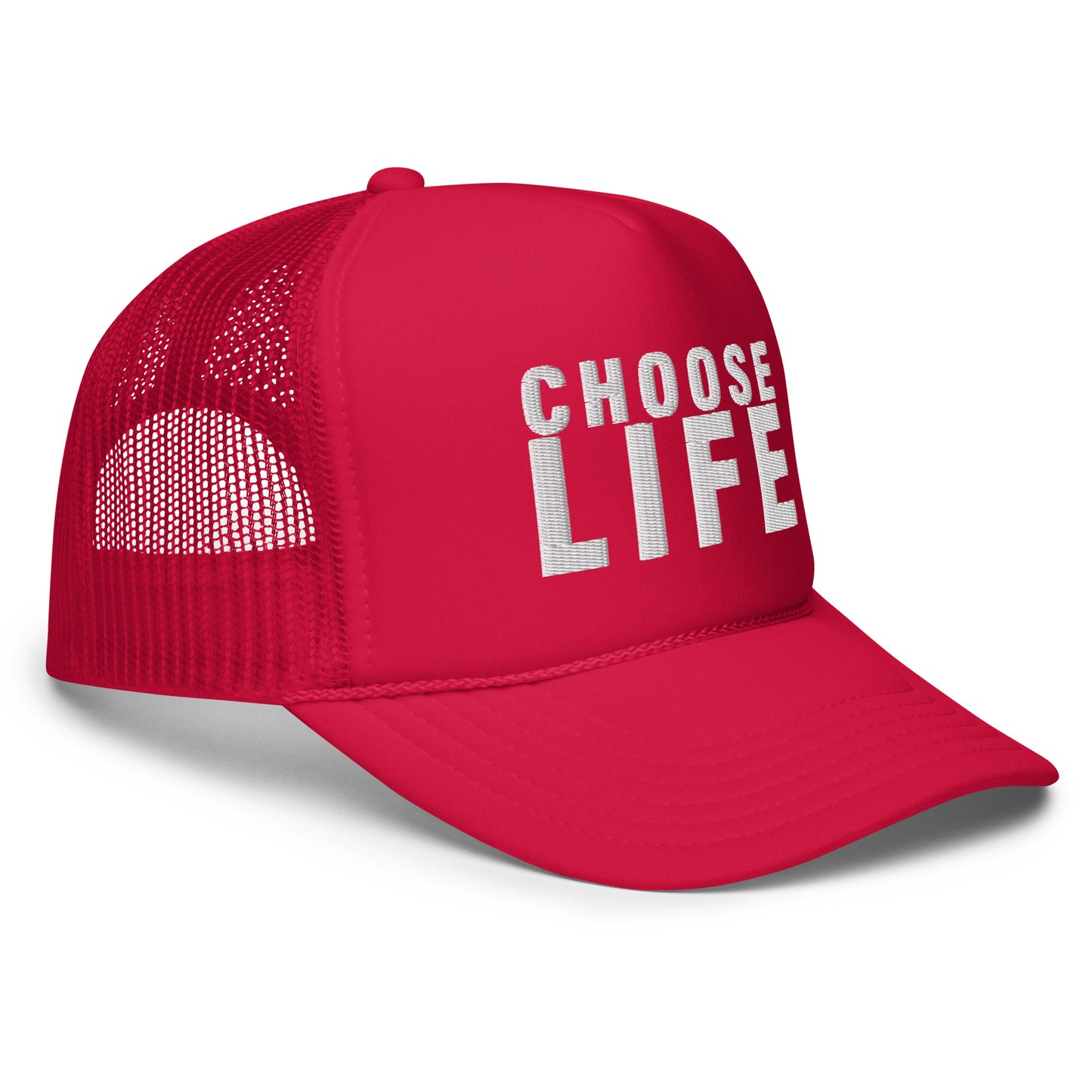 FXCK GUNZ...CHOOSE LIFE FOAM TRUCKER HAT (WHITE PRINT)