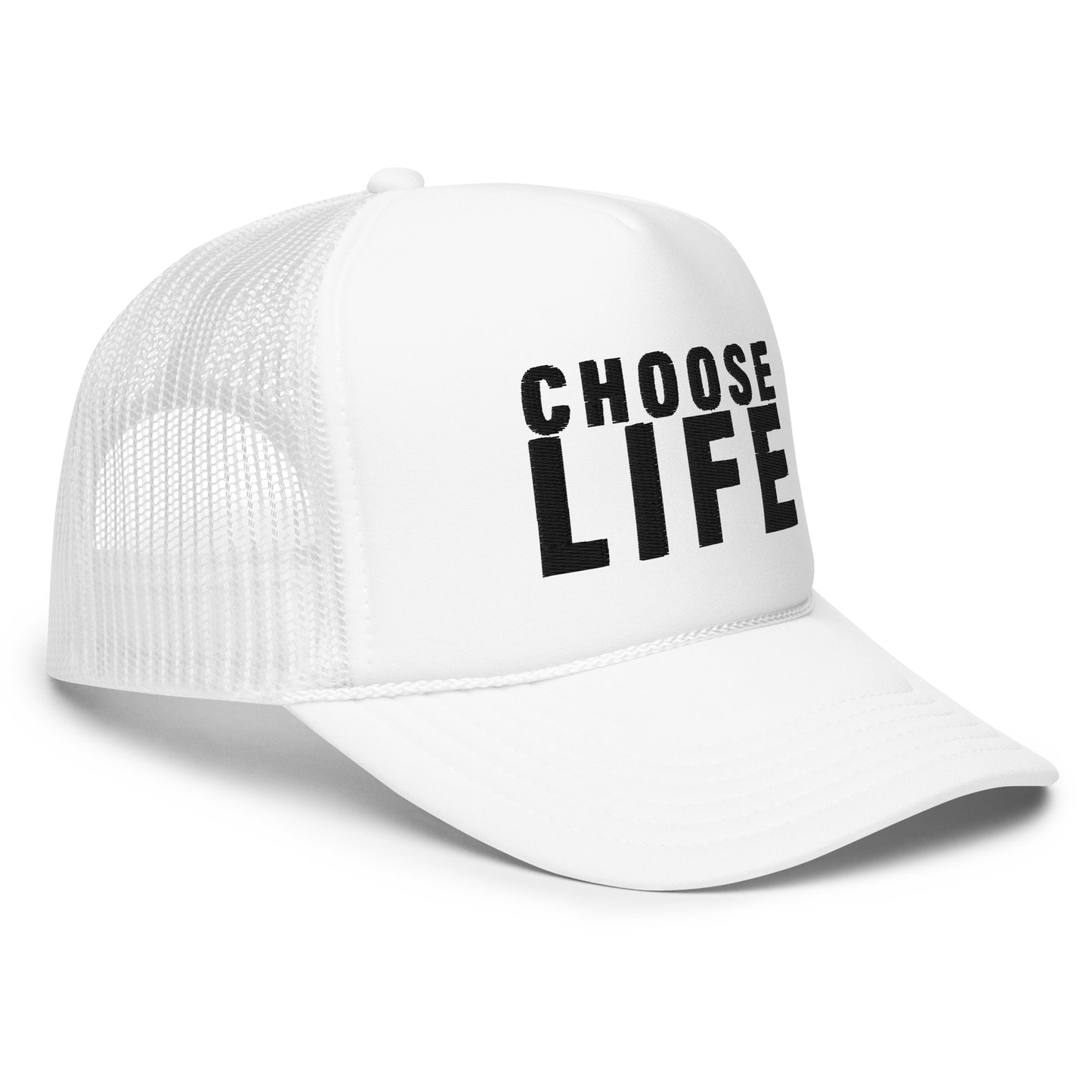FXCK GUNZ...CHOOSE LIFE FOAM TRUCKER HAT (BLACK PRINT)