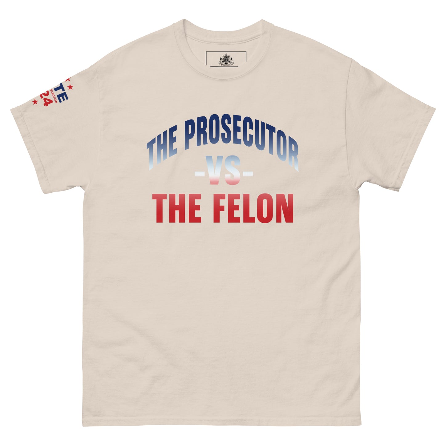 MALA: THE PROSECUTOR VS THE FELON UNISEX TEE (RED, WHITE, BLUE GRADIENT)
