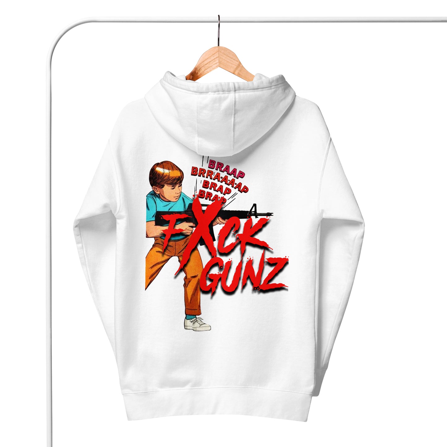 CHOOSE LIFE X FXCK GUNZ UNISEX HOODIE (BLACK PRINT)