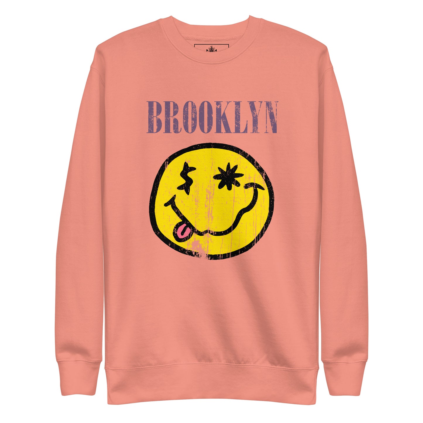 BK RX - DISTRESSED BROOKLYN "SMILEY" FACE UNISEX PREMIUM SWEATSHIRT
