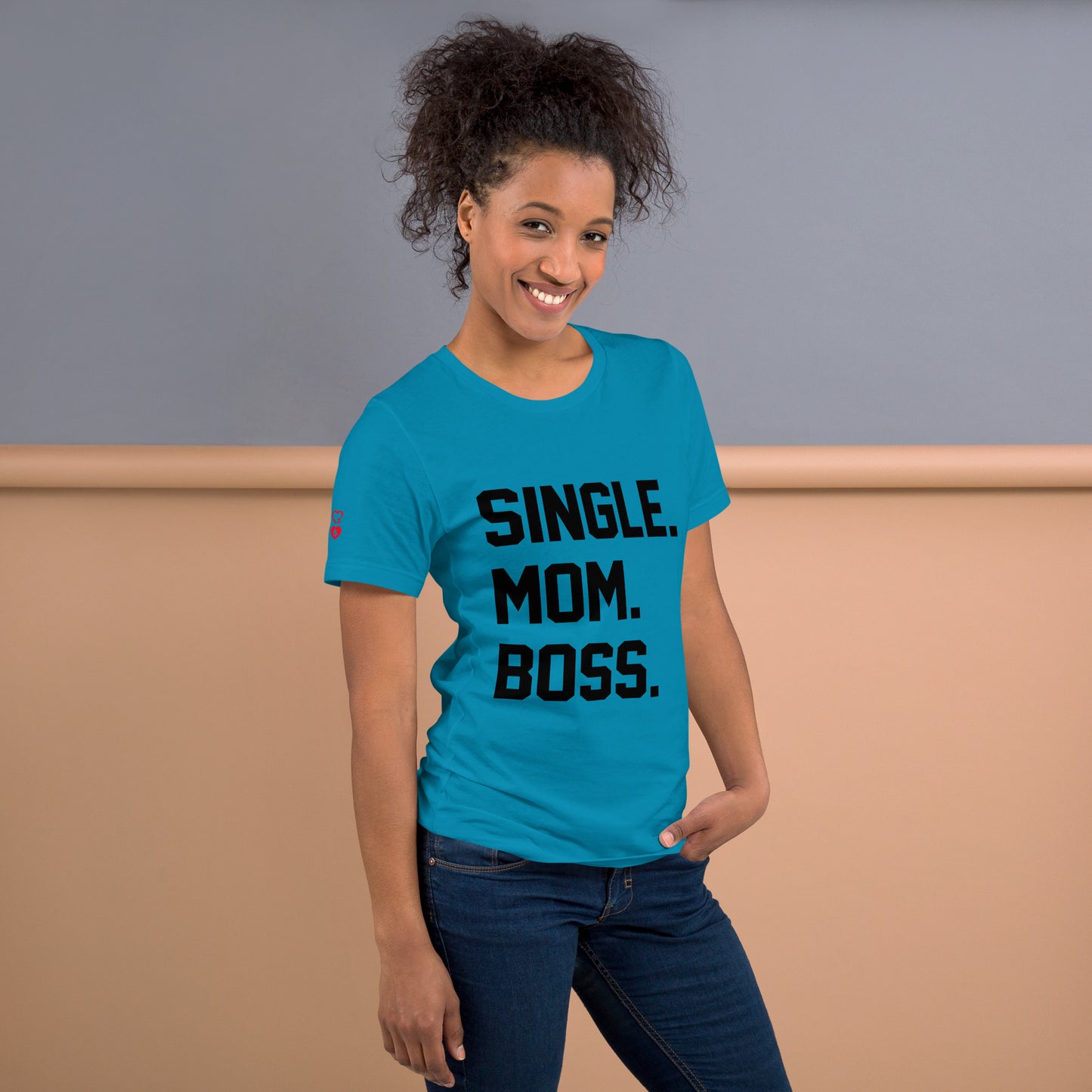 SINGLE. MOM. BOSS. T-SHIRT (BLACK + RED)