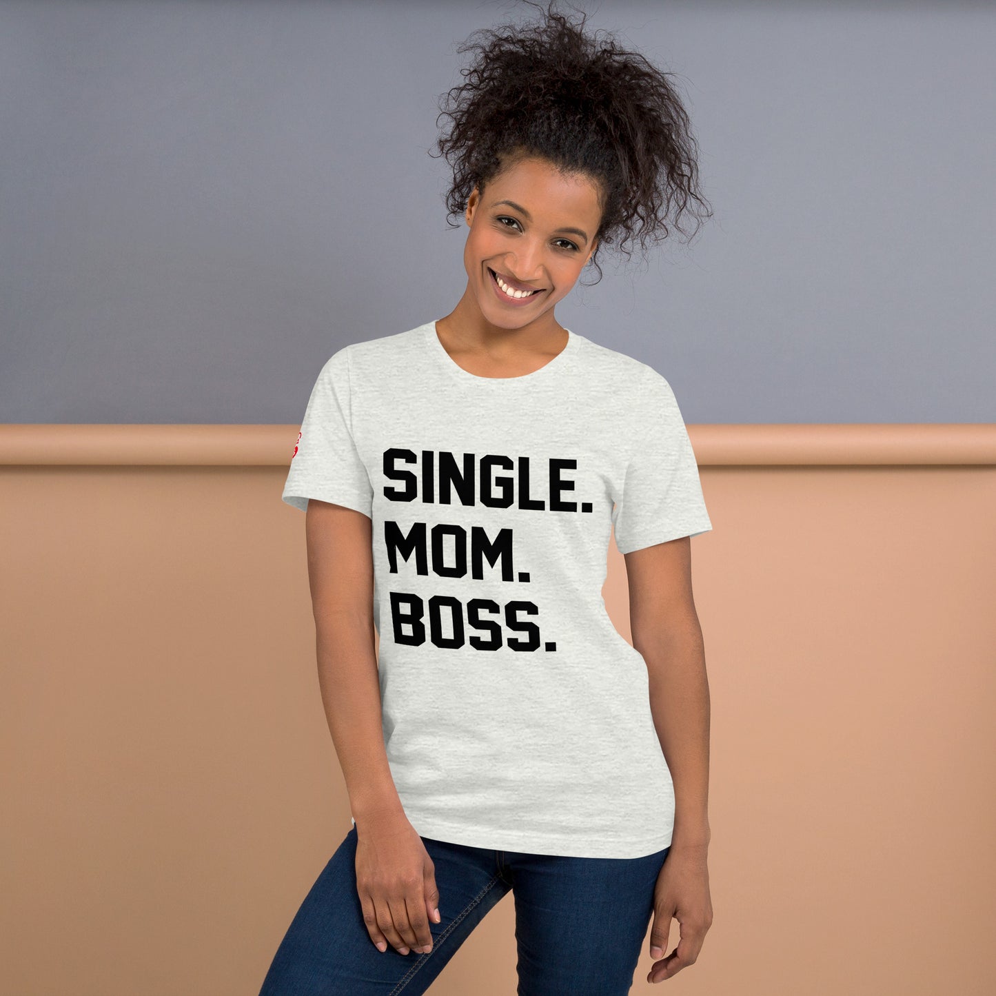 SINGLE. MOM. BOSS. T-SHIRT (BLACK + RED)