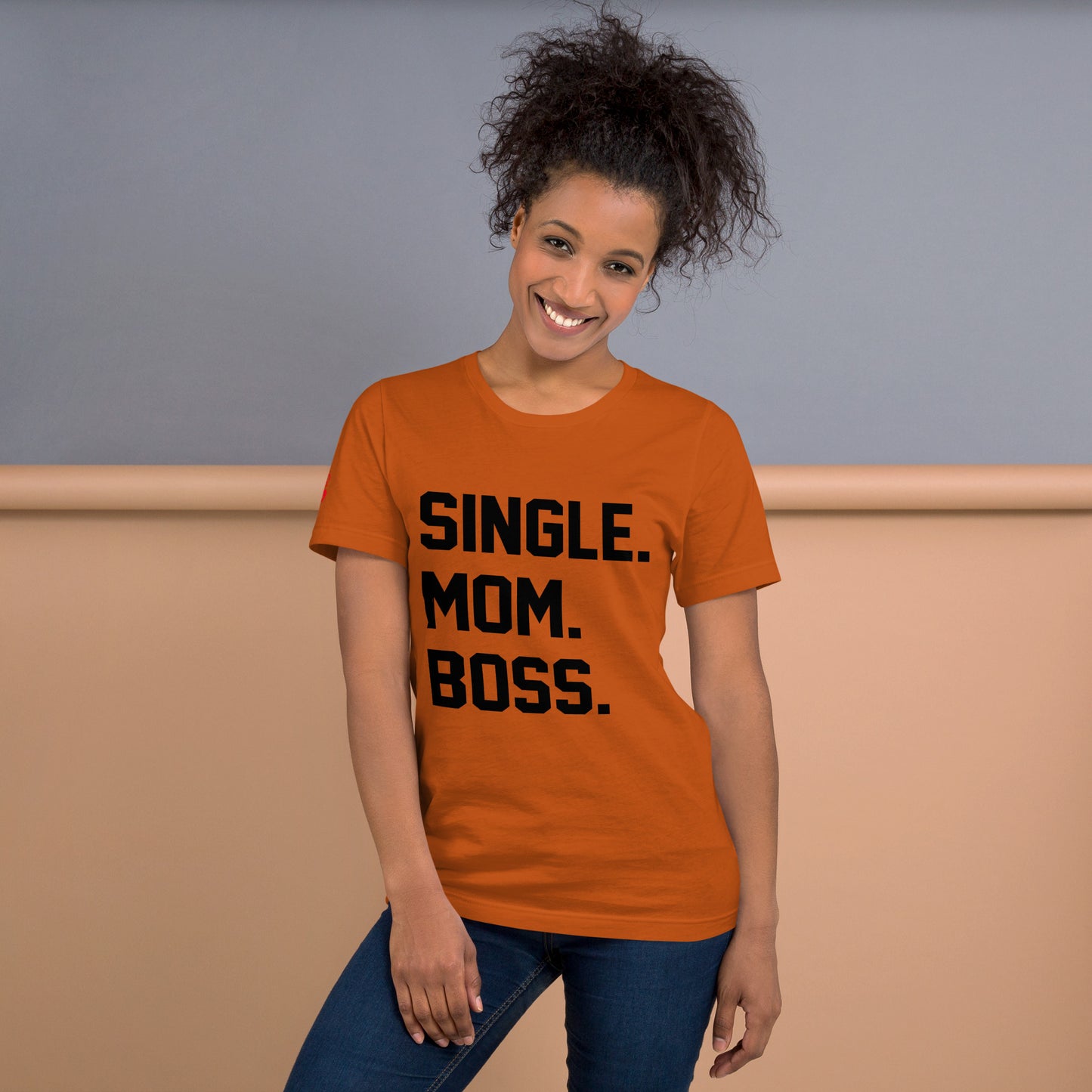 SINGLE. MOM. BOSS. T-SHIRT (BLACK + RED)