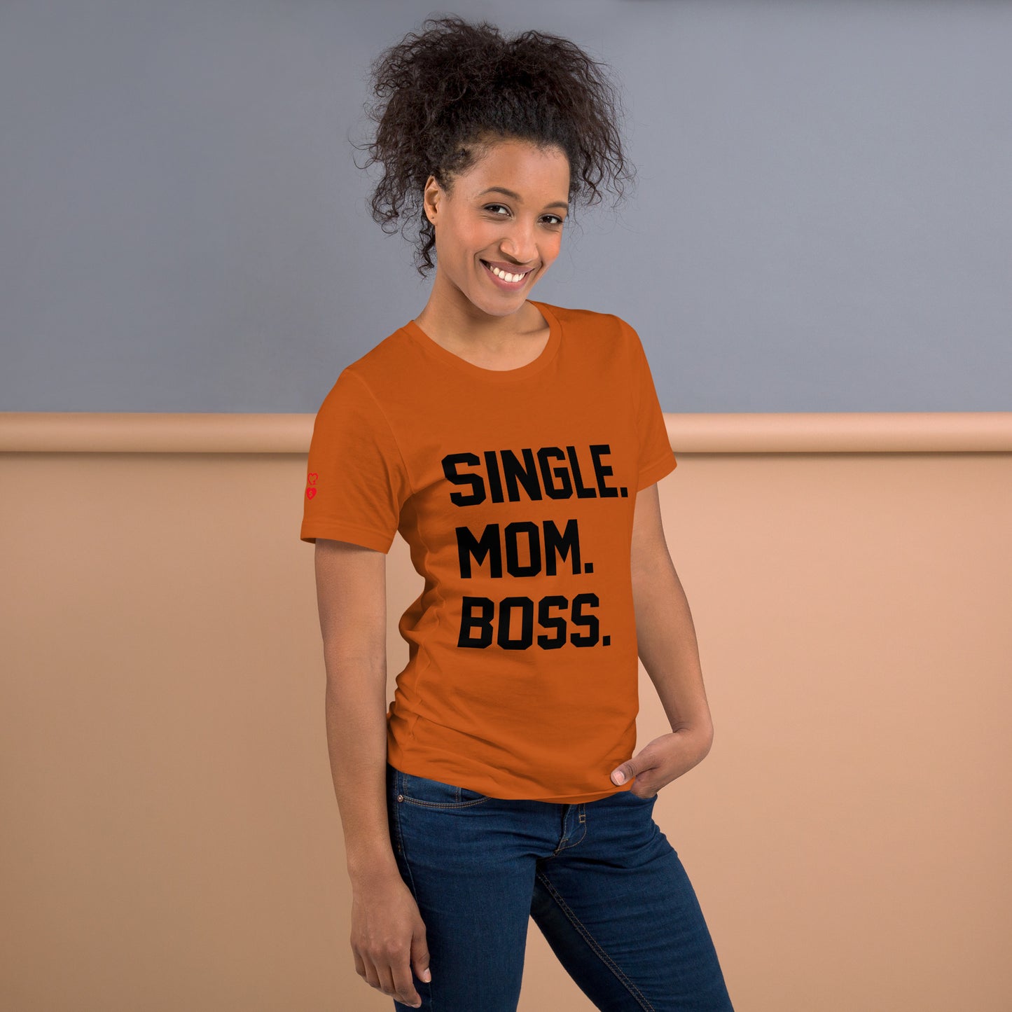 SINGLE. MOM. BOSS. T-SHIRT (BLACK + RED)