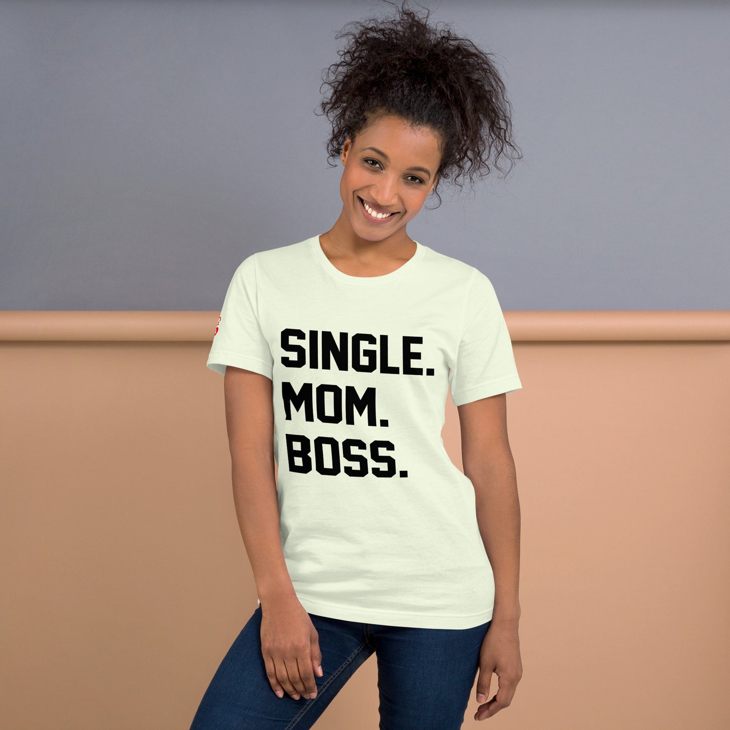 SINGLE. MOM. BOSS. T-SHIRT (BLACK + RED)