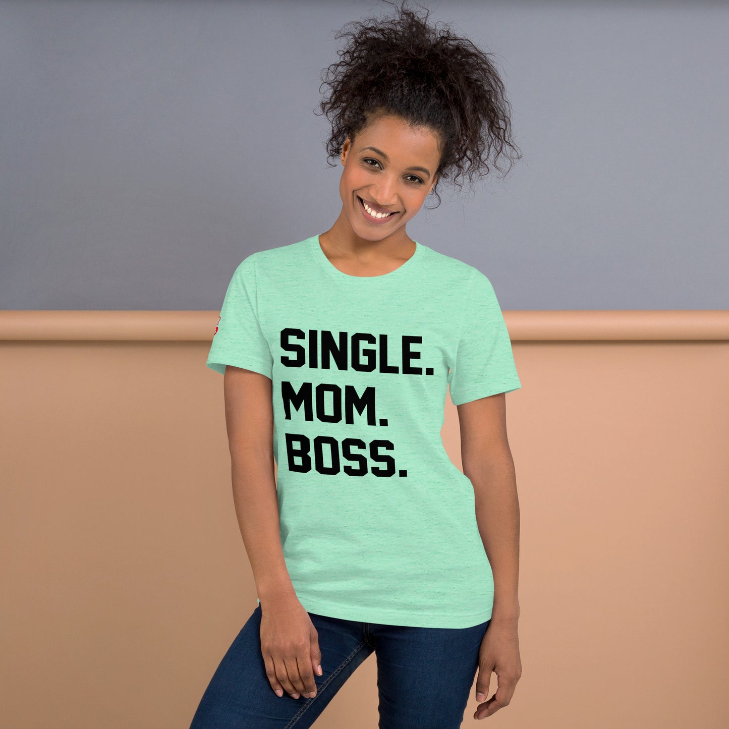 SINGLE. MOM. BOSS. T-SHIRT (BLACK + RED)