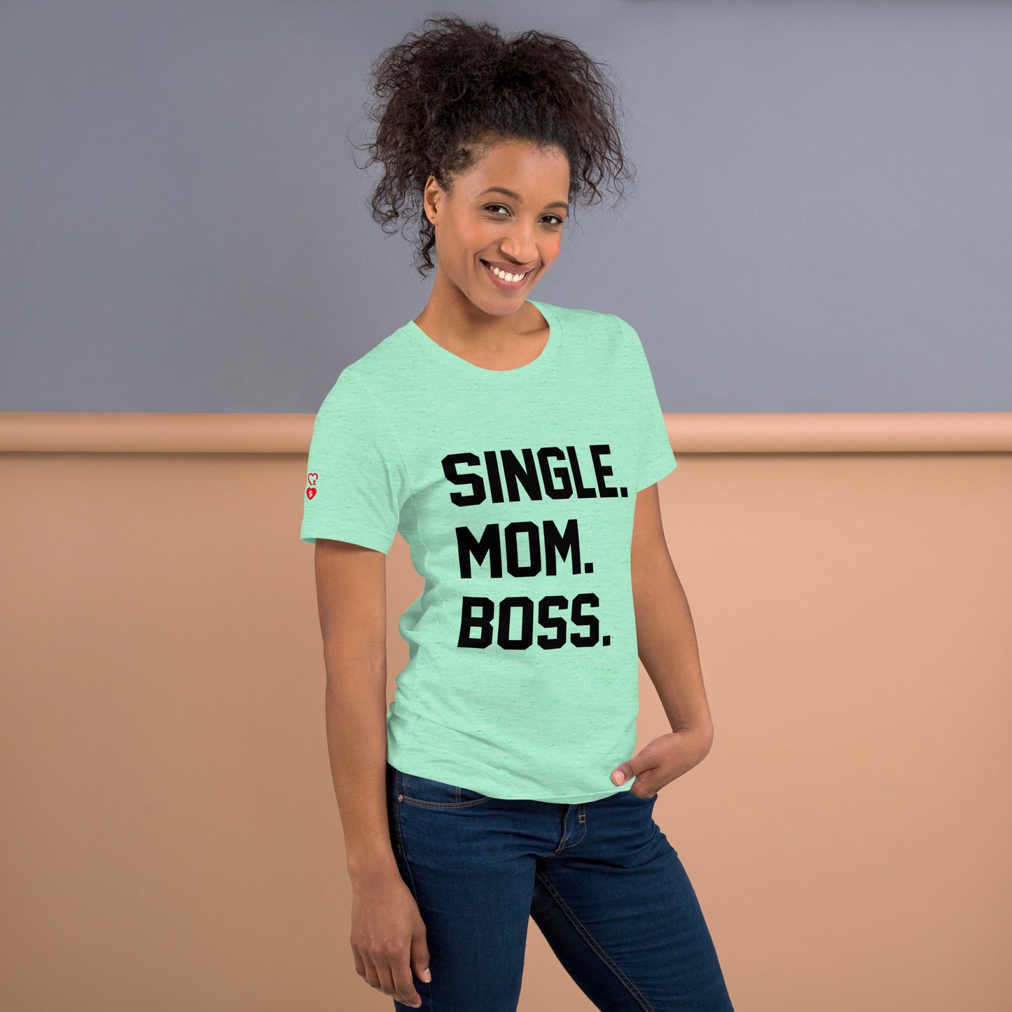 SINGLE. MOM. BOSS. T-SHIRT (BLACK + RED)