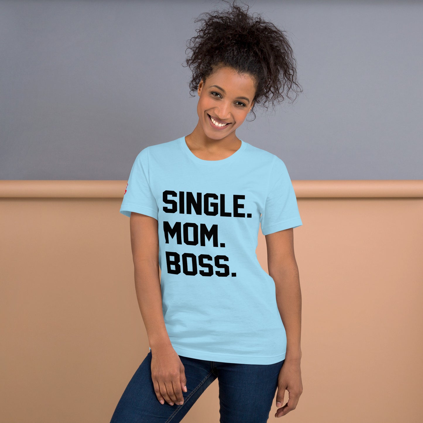 SINGLE. MOM. BOSS. T-SHIRT (BLACK + RED)