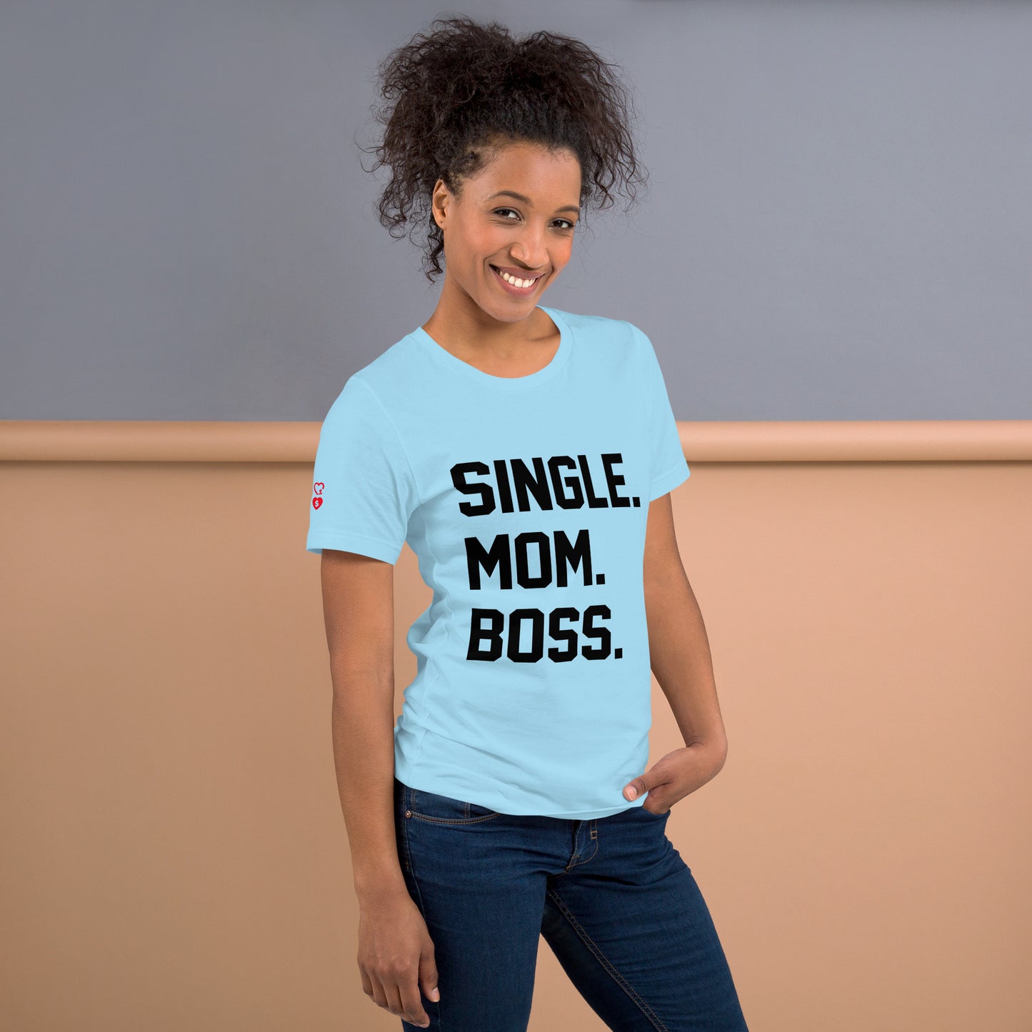 SINGLE. MOM. BOSS. T-SHIRT (BLACK + RED)