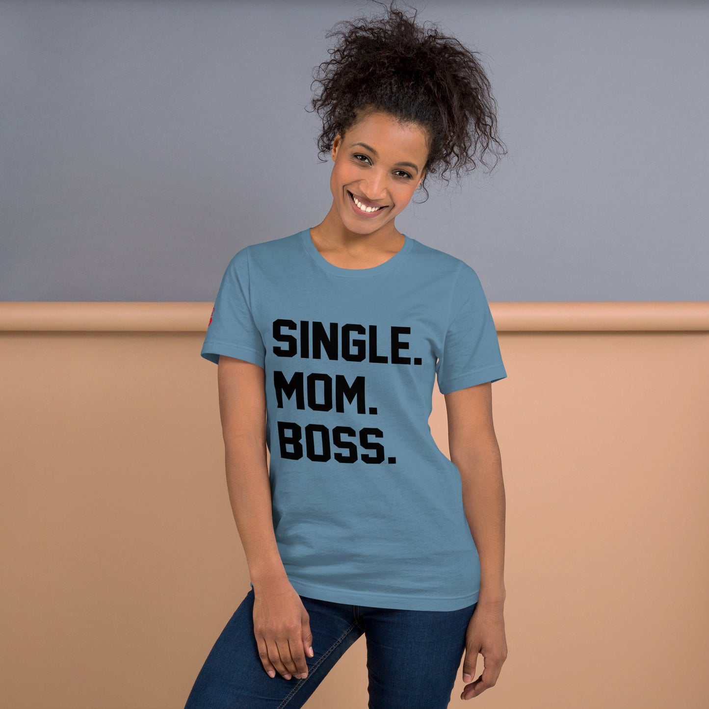 SINGLE. MOM. BOSS. T-SHIRT (BLACK + RED)