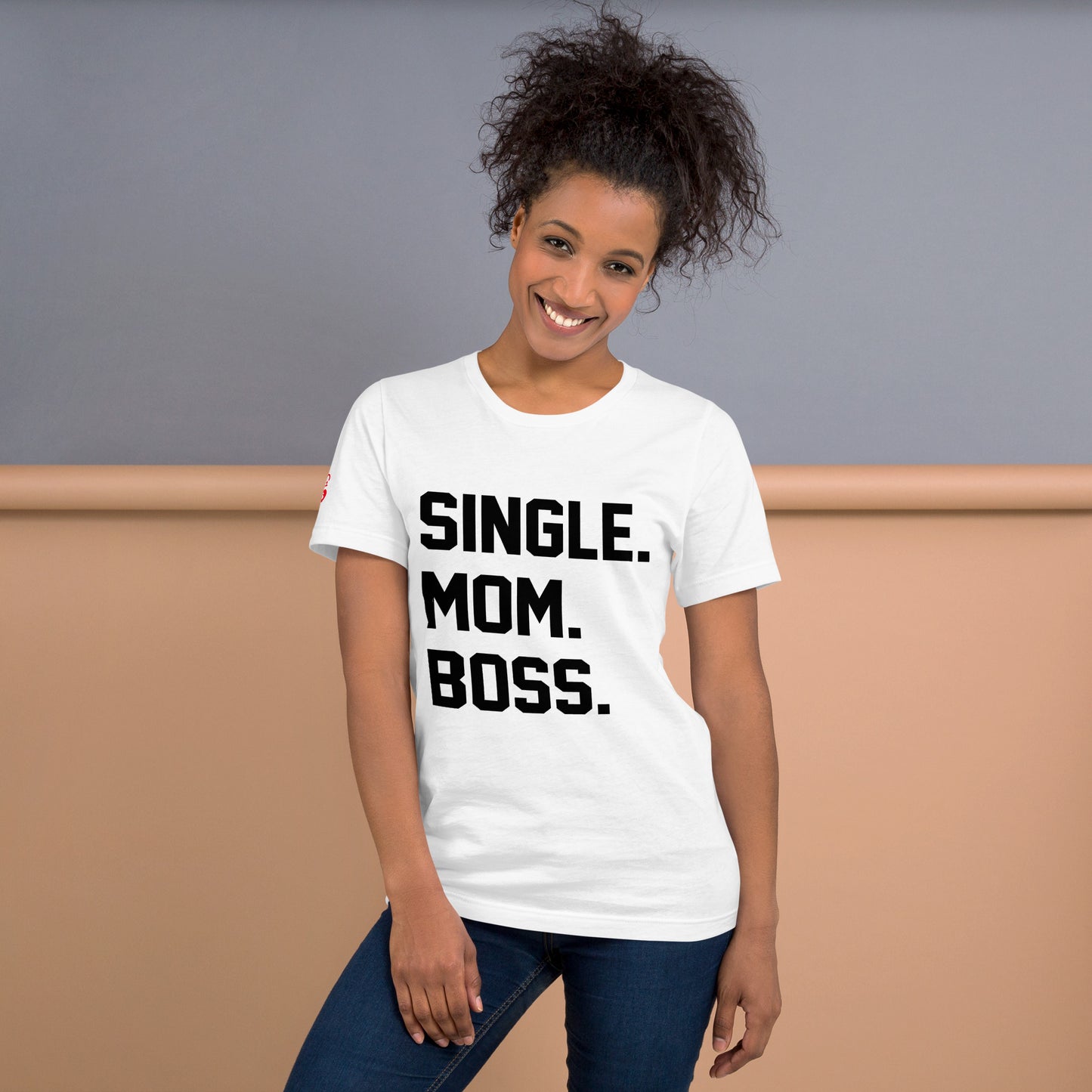 SINGLE. MOM. BOSS. T-SHIRT (BLACK + RED)