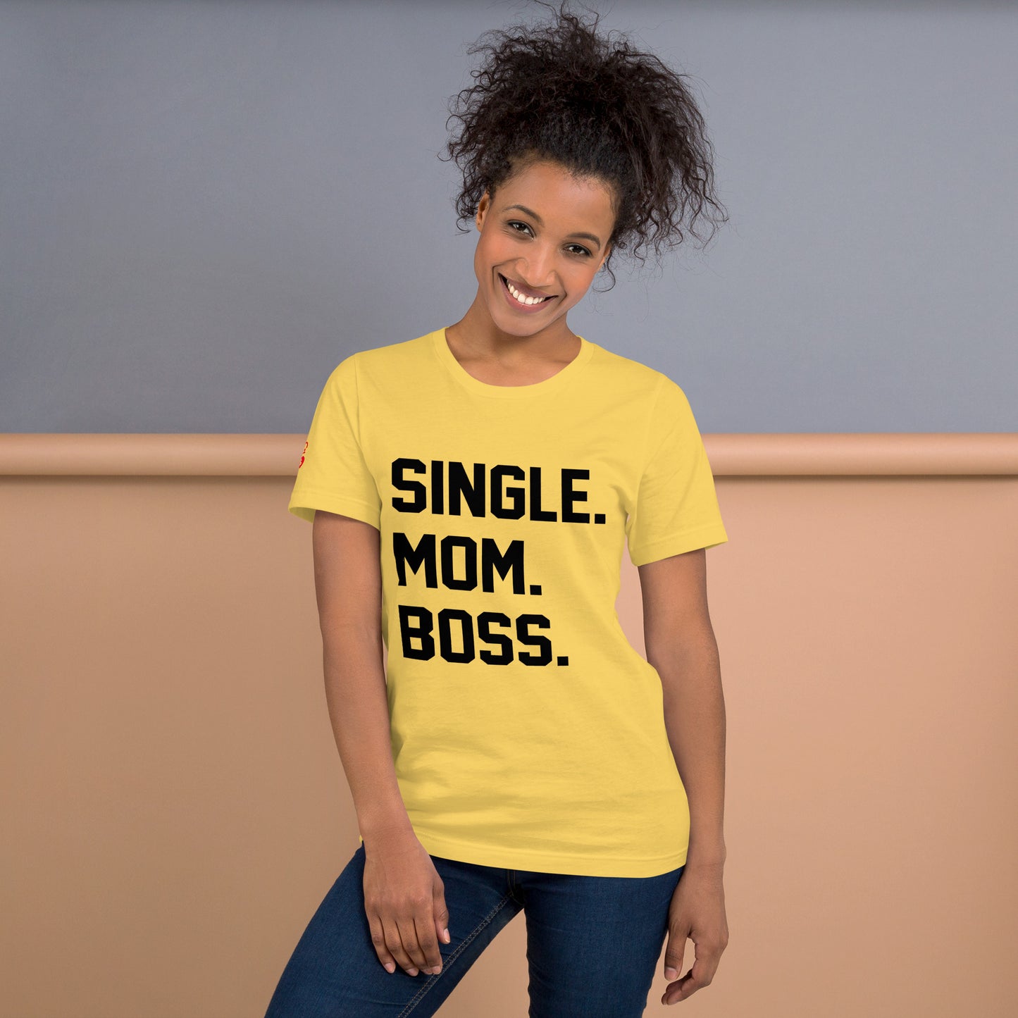 SINGLE. MOM. BOSS. T-SHIRT (BLACK + RED)