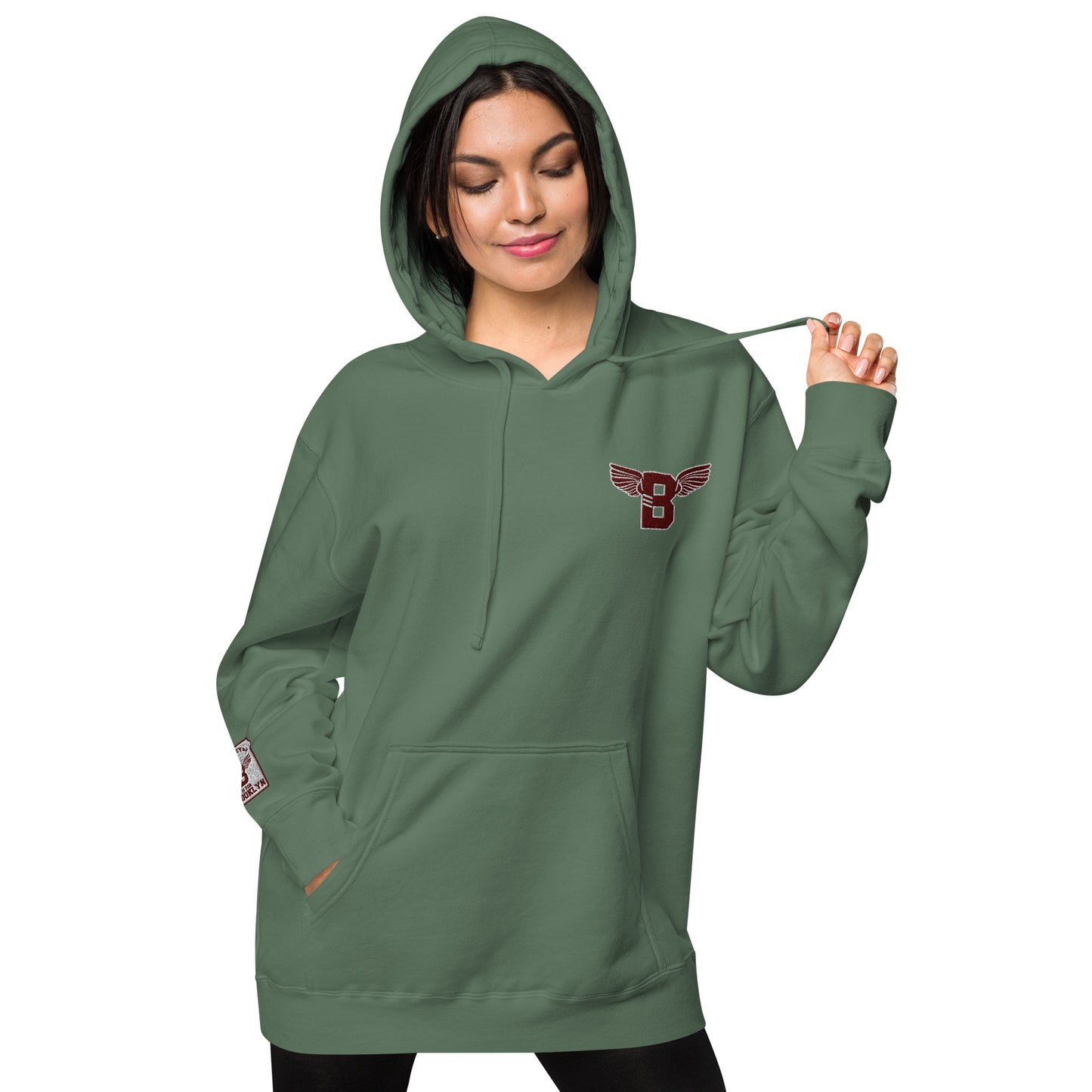 "B" IS FOR BROOKLYN - B-WING UNISEX HOODIE (MAROON STITCH)