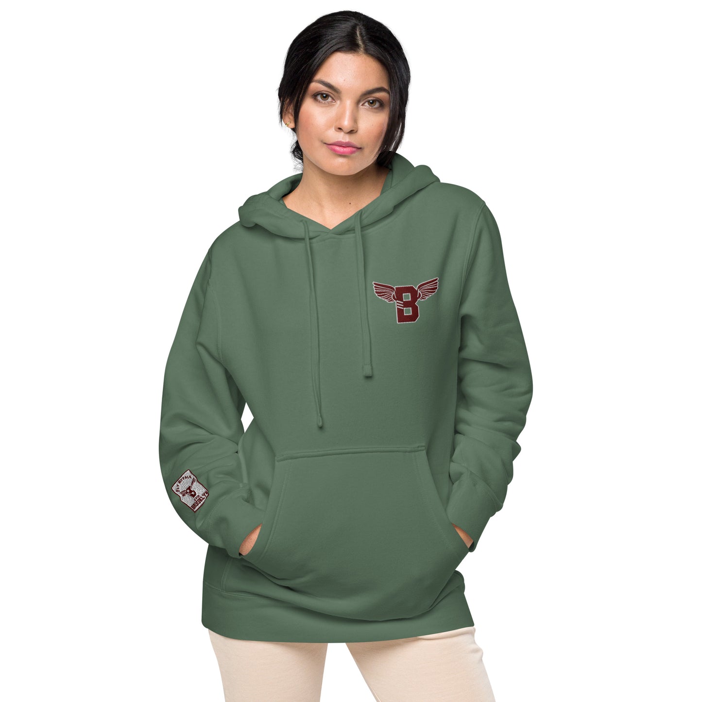 "B" IS FOR BROOKLYN - B-WING UNISEX HOODIE (MAROON STITCH)