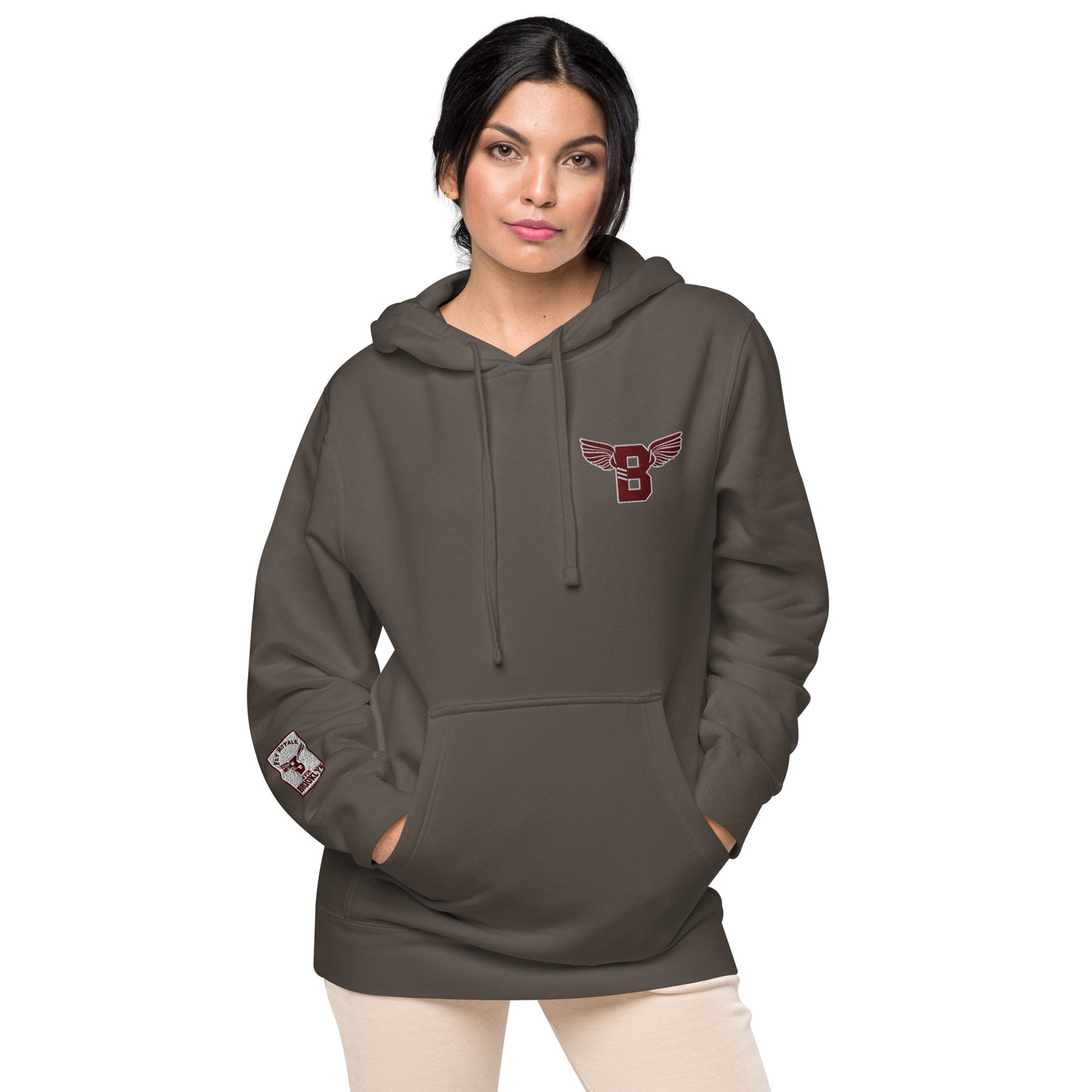 "B" IS FOR BROOKLYN - B-WING UNISEX HOODIE (MAROON STITCH)