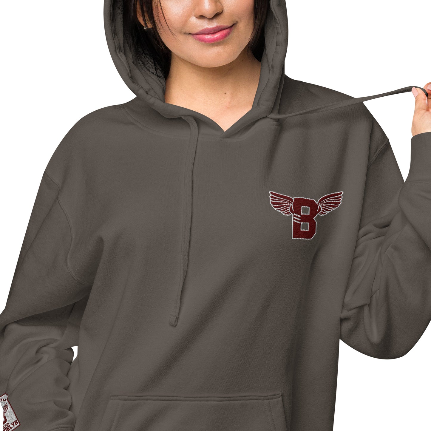 "B" IS FOR BROOKLYN - B-WING UNISEX HOODIE (MAROON STITCH)