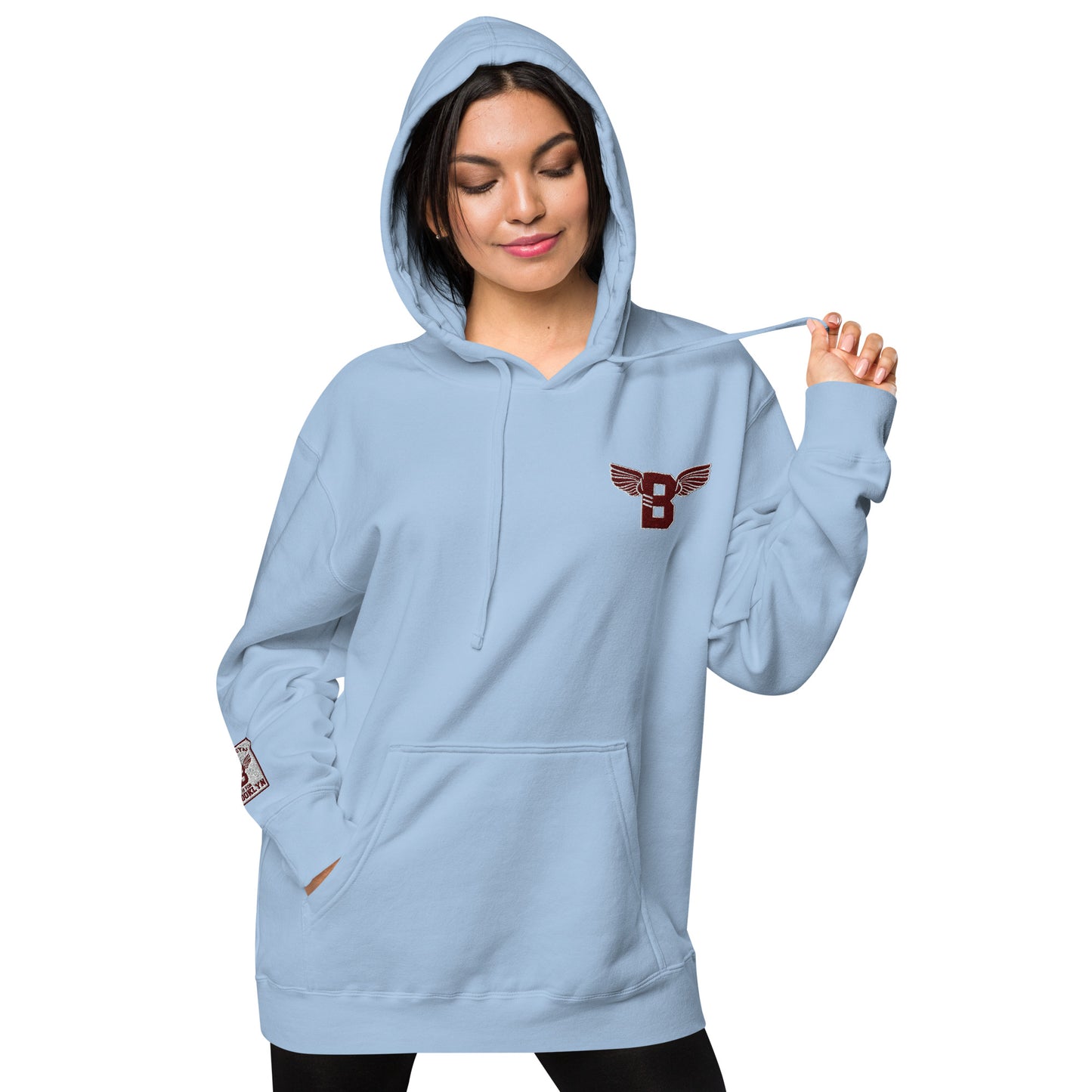 "B" IS FOR BROOKLYN - B-WING UNISEX HOODIE (MAROON STITCH)