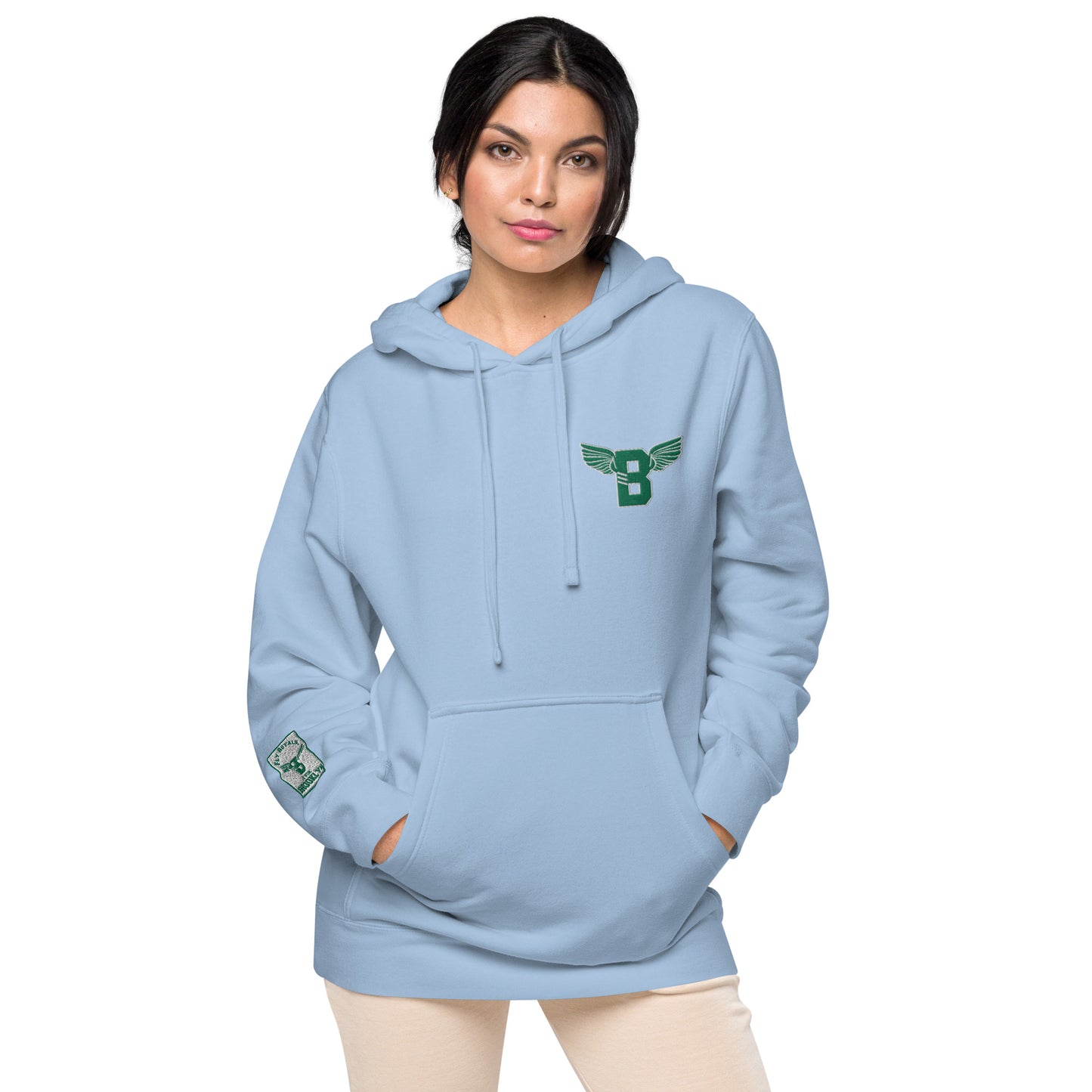 "B" IS FOR BROOKLYN - B-WING UNISEX HOODIE (KELLY GREEN STITCH)