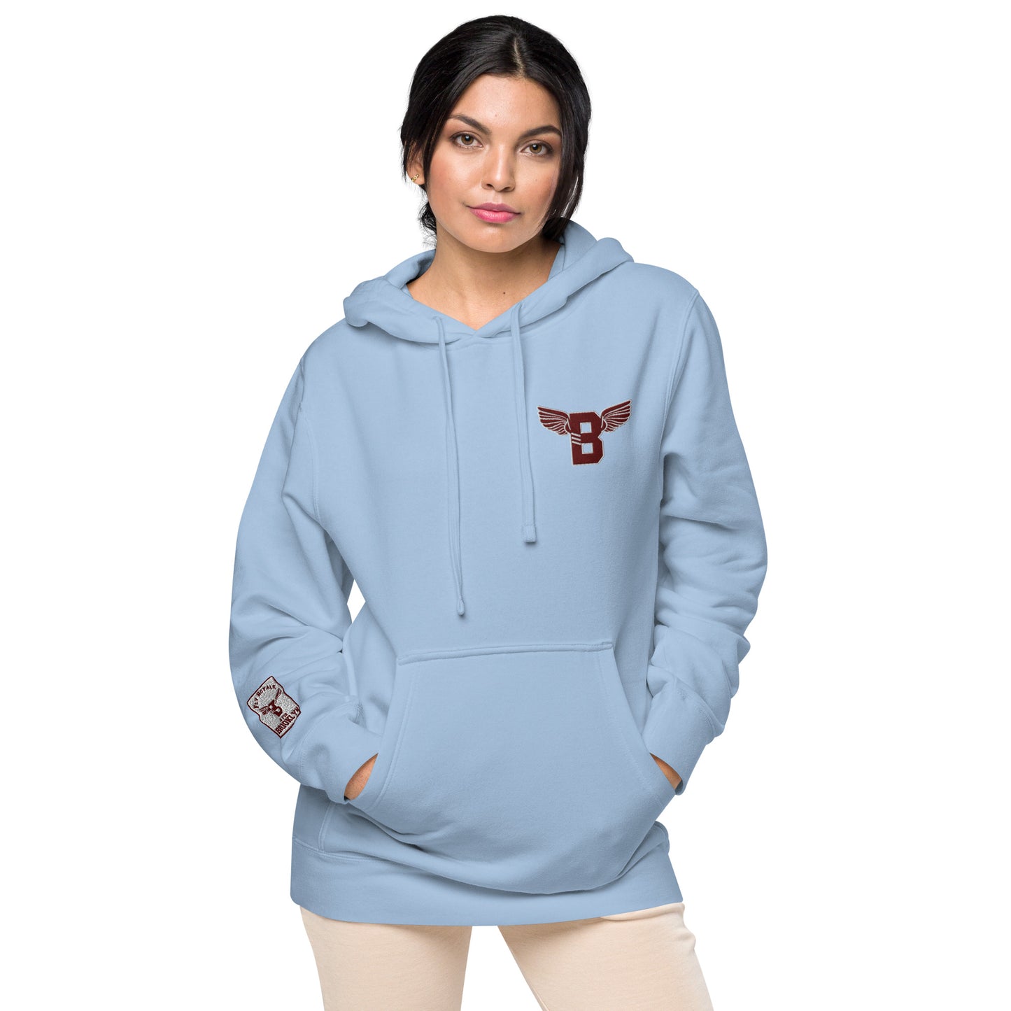 "B" IS FOR BROOKLYN - B-WING UNISEX HOODIE (MAROON STITCH)