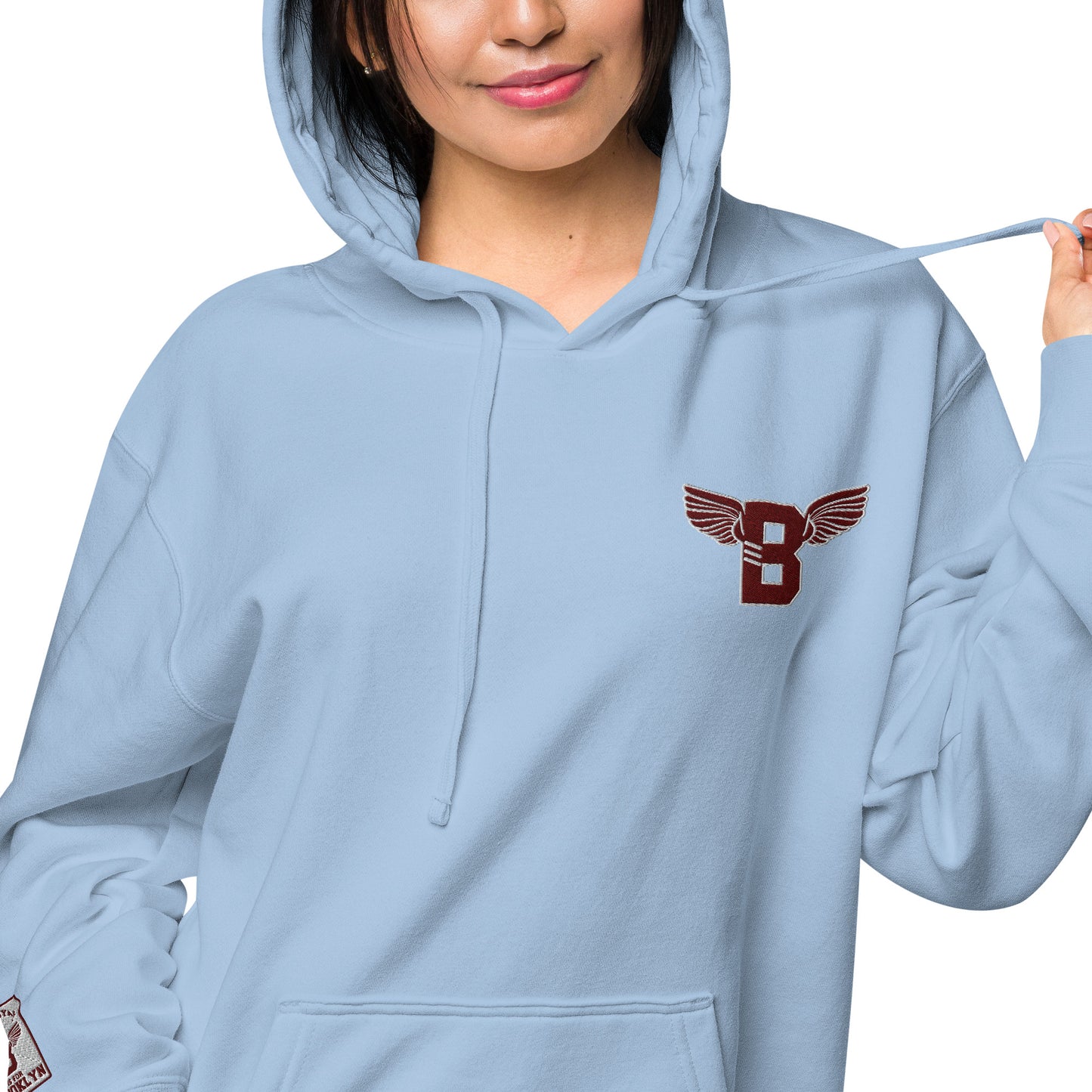 "B" IS FOR BROOKLYN - B-WING UNISEX HOODIE (MAROON STITCH)