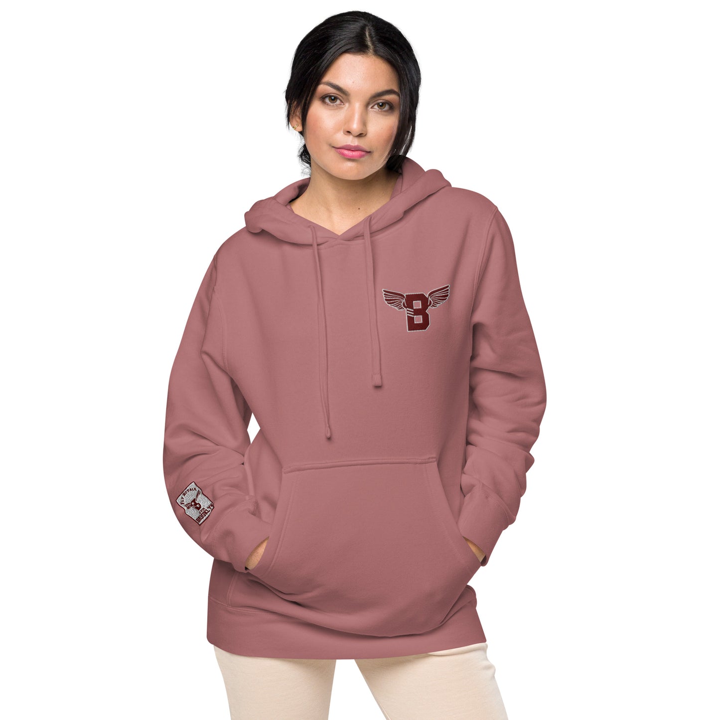"B" IS FOR BROOKLYN - B-WING UNISEX HOODIE (MAROON STITCH)