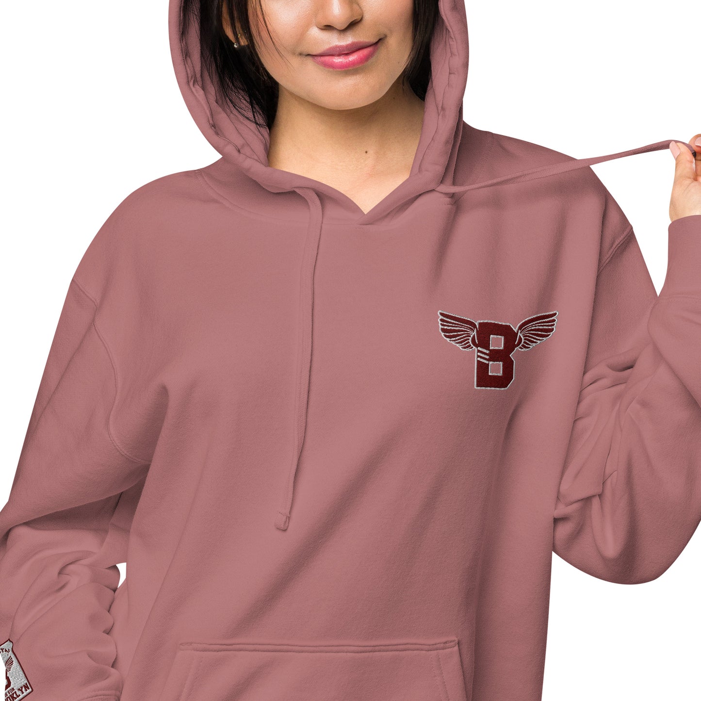"B" IS FOR BROOKLYN - B-WING UNISEX HOODIE (MAROON STITCH)