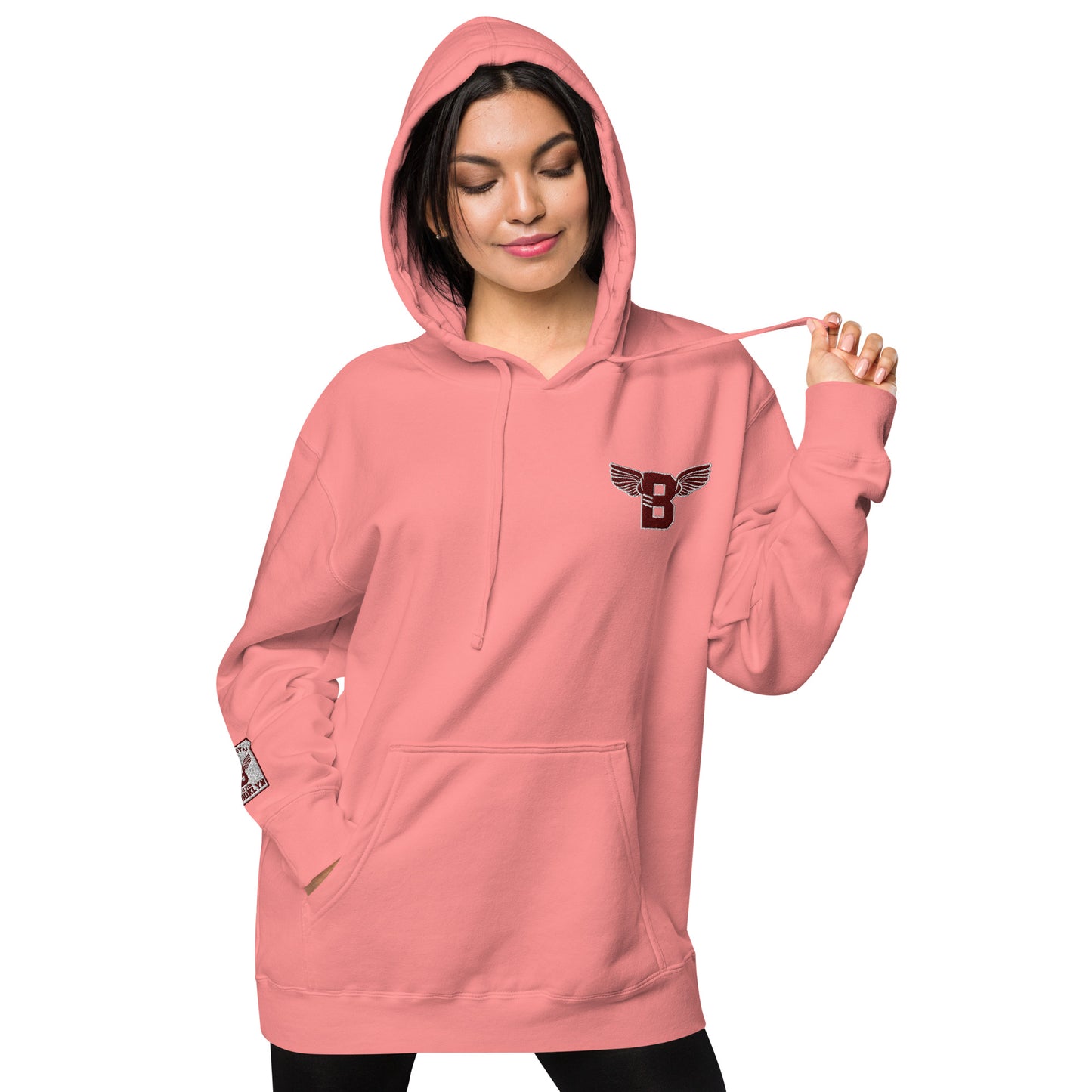 "B" IS FOR BROOKLYN - B-WING UNISEX HOODIE (MAROON STITCH)