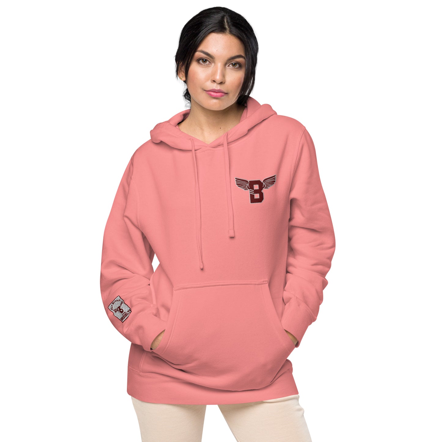 "B" IS FOR BROOKLYN - B-WING UNISEX HOODIE (MAROON STITCH)