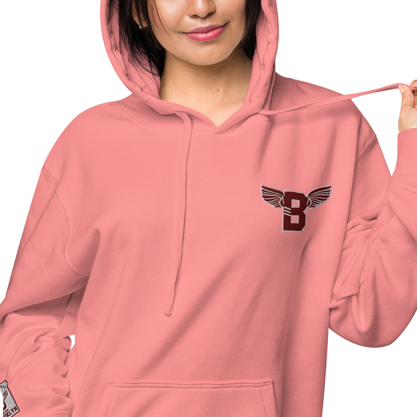 "B" IS FOR BROOKLYN - B-WING UNISEX HOODIE (MAROON STITCH)