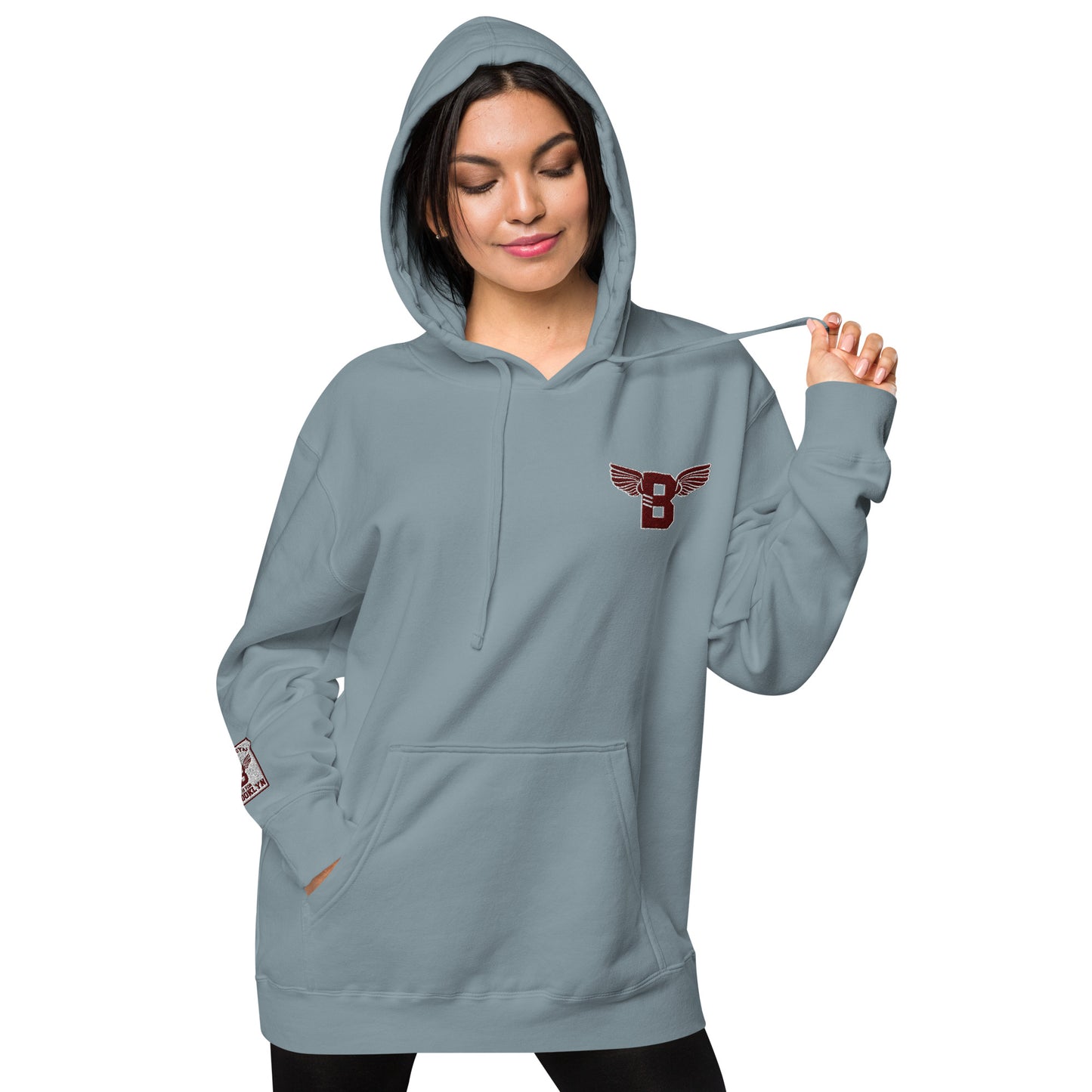 "B" IS FOR BROOKLYN - B-WING UNISEX HOODIE (MAROON STITCH)