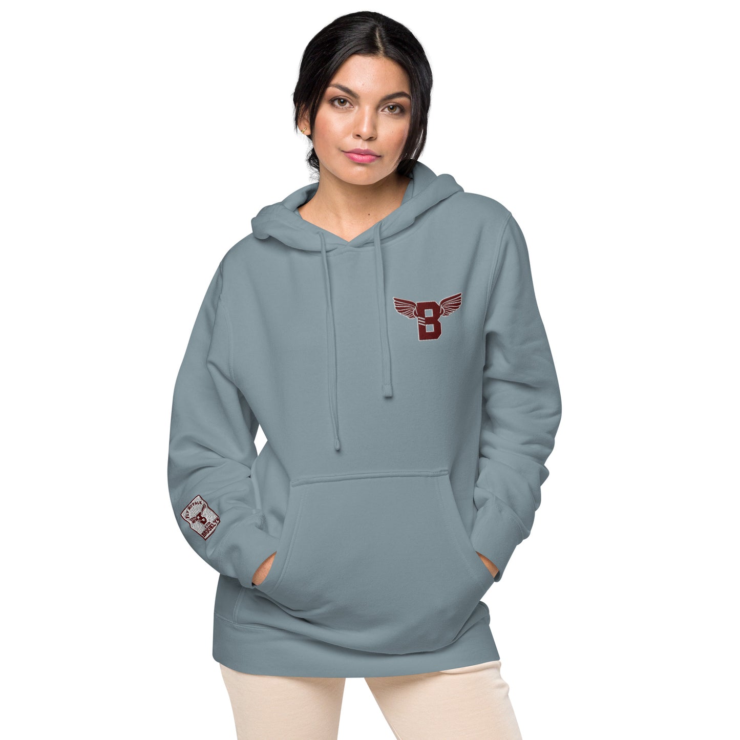 "B" IS FOR BROOKLYN - B-WING UNISEX HOODIE (MAROON STITCH)