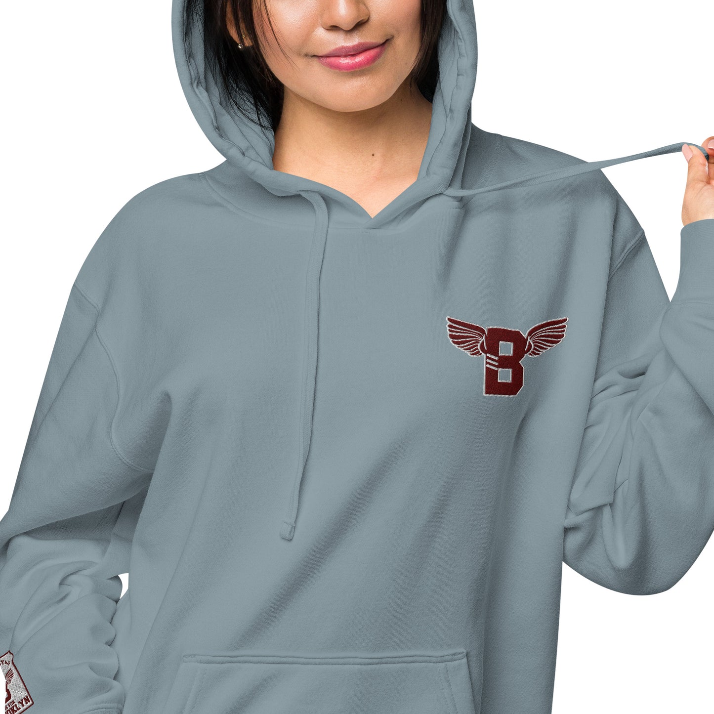 "B" IS FOR BROOKLYN - B-WING UNISEX HOODIE (MAROON STITCH)