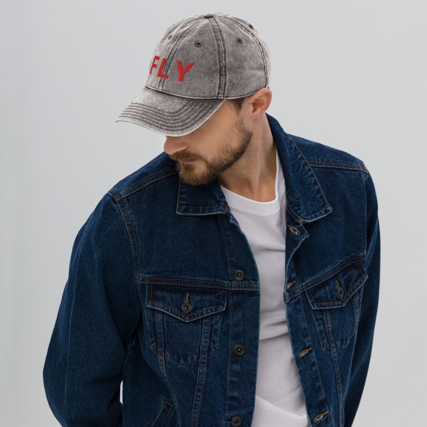 "FLY" VINTAGE DENIM DAD HATS