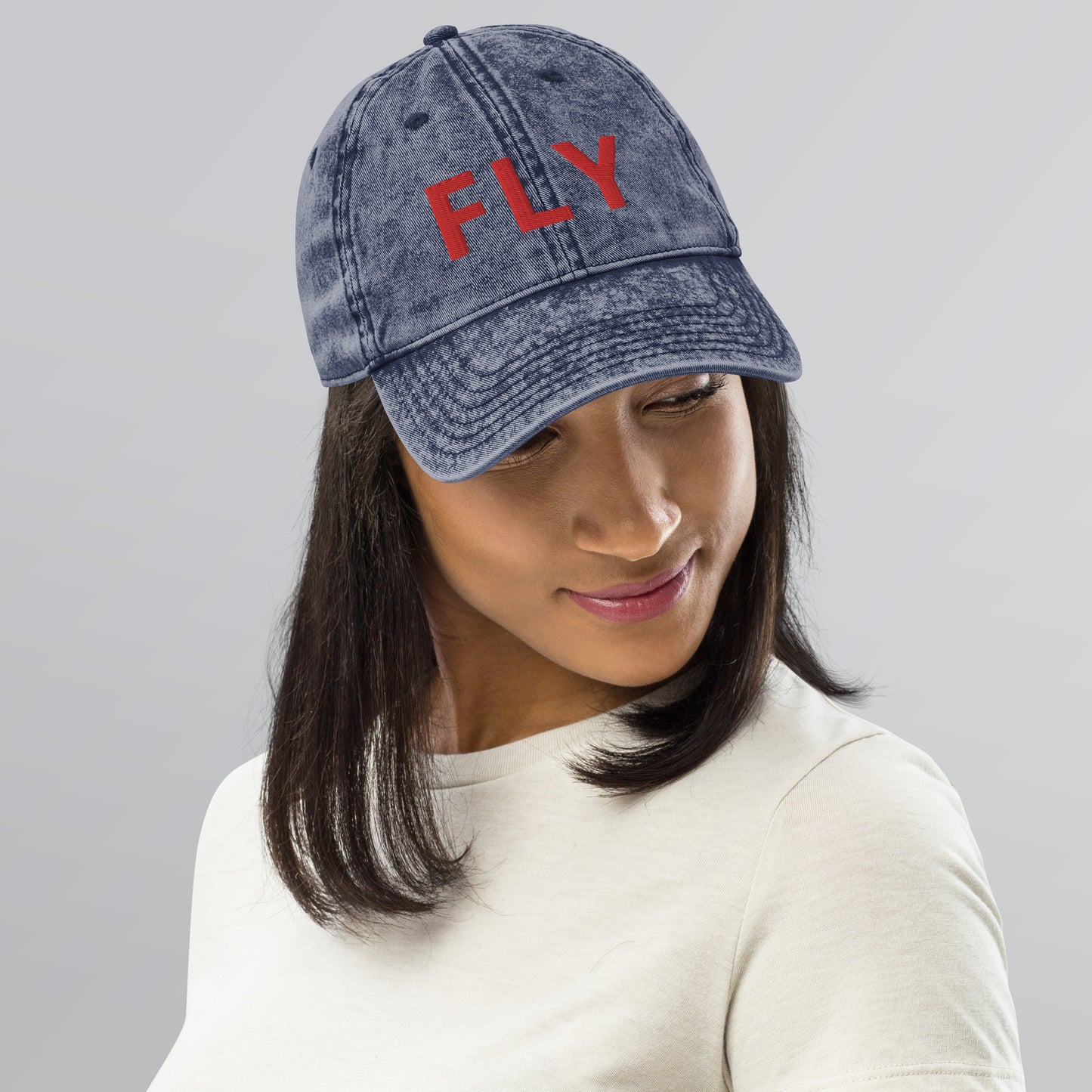 "FLY" VINTAGE DENIM DAD HATS
