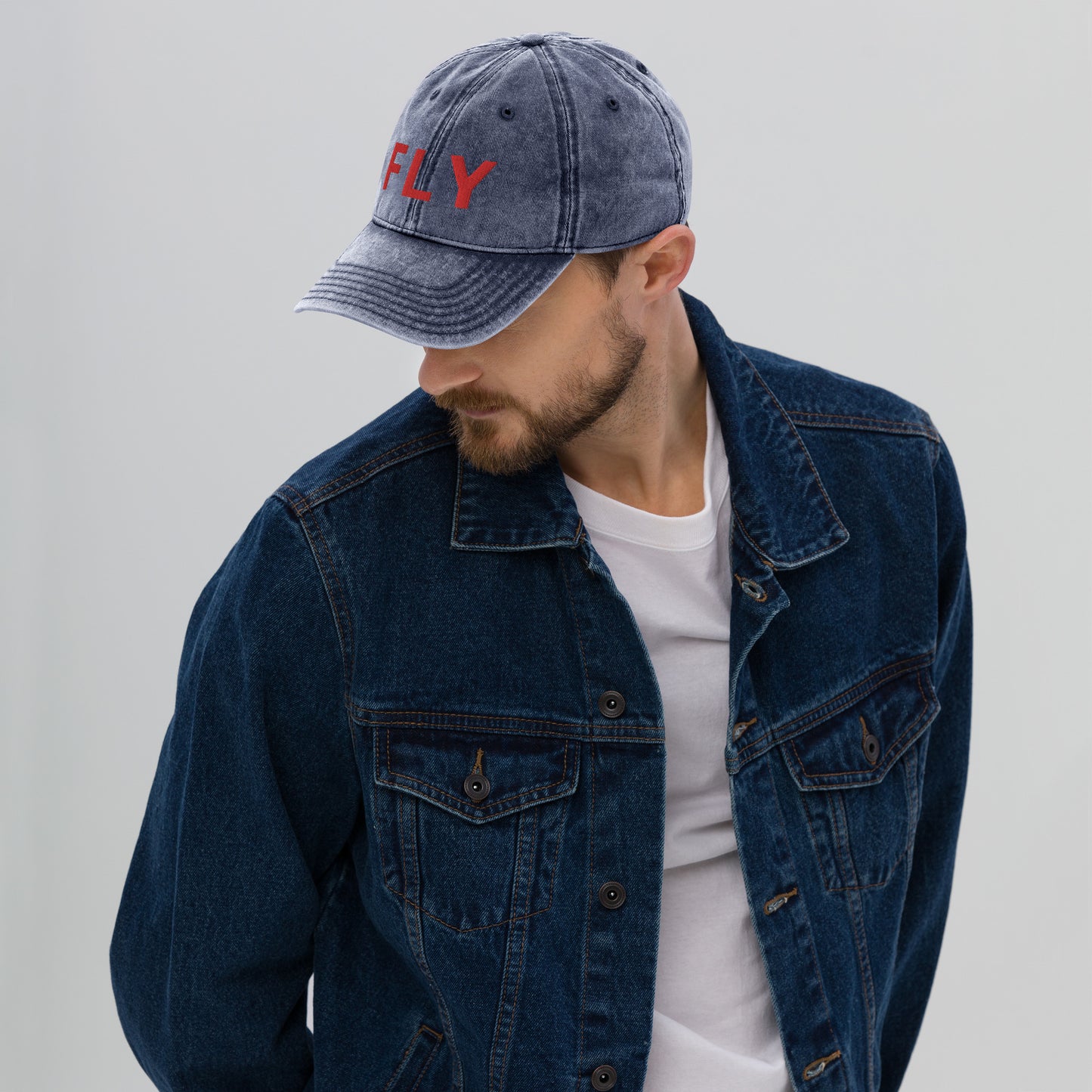 "FLY" VINTAGE DENIM DAD HATS