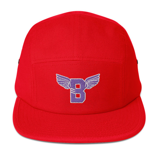 "B" IS FOR BROOKLYN - B-WING 5 PANEL HAT (PURPLE/WHITE STITCH)