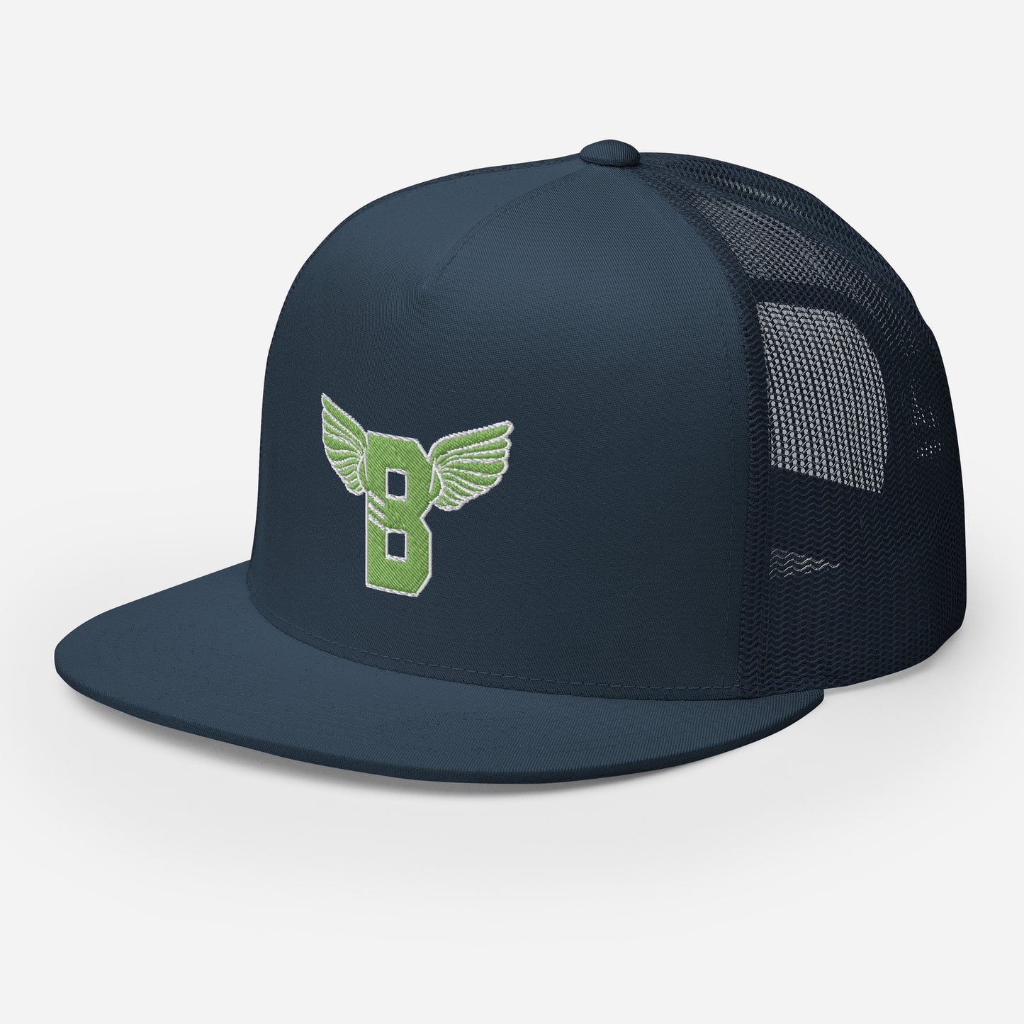 "B" IS FOR BROOKLYN - B-WING MESH SNAPBACK (KIWI GREEN STITCH)