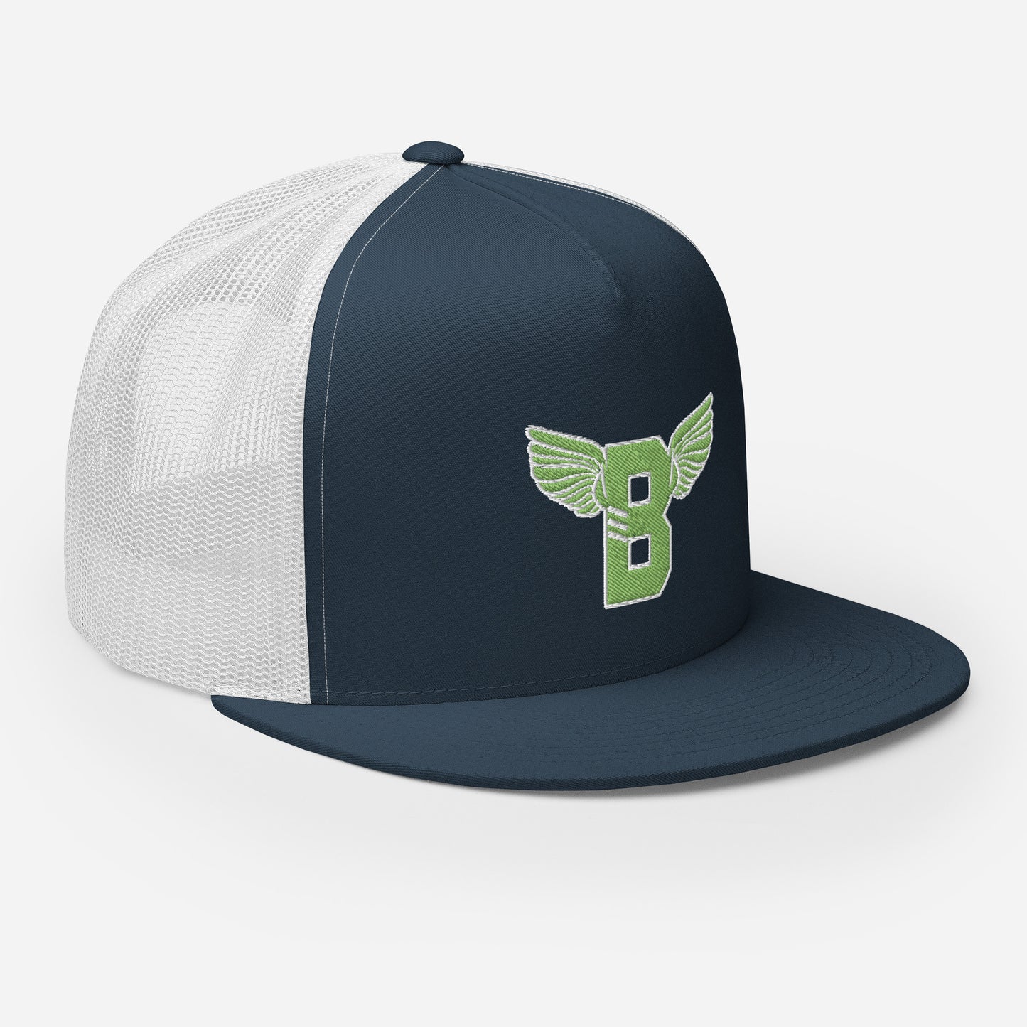 "B" IS FOR BROOKLYN - B-WING MESH SNAPBACK (KIWI GREEN STITCH)