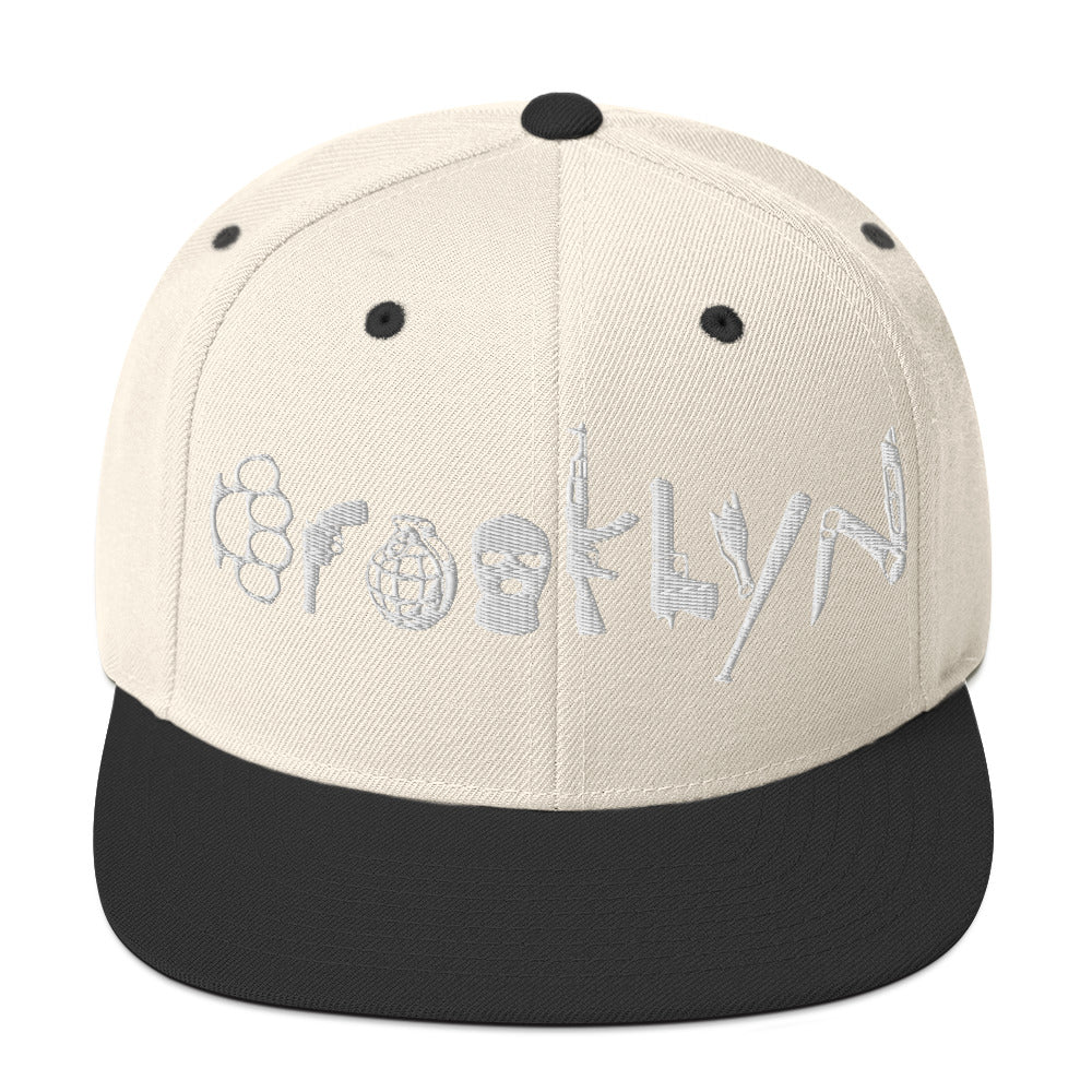 BROOKLYN ANARCHY SNAPBACK HAT (WHITE)