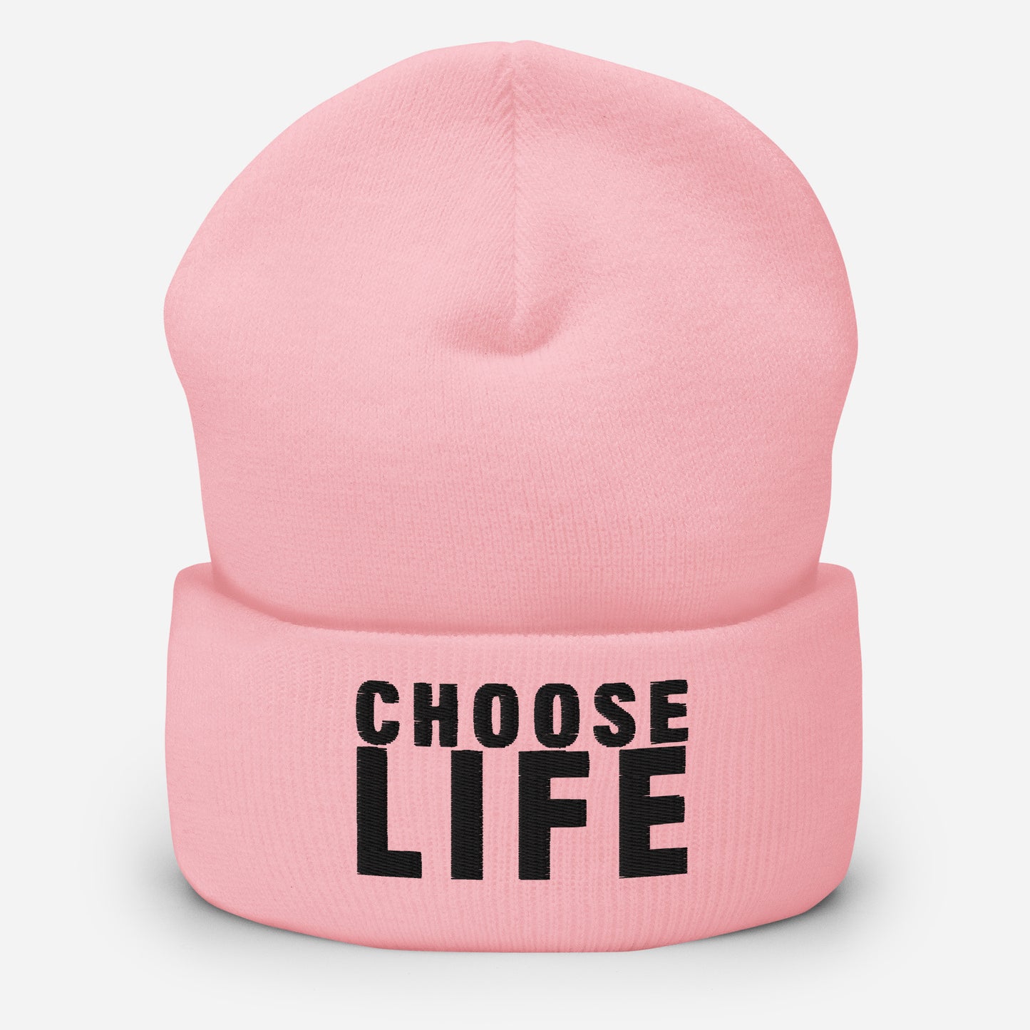 CHOOSE LIFE X FXCK GUNZ CUFFED BEANIE (BLACK EMBROIDERY)