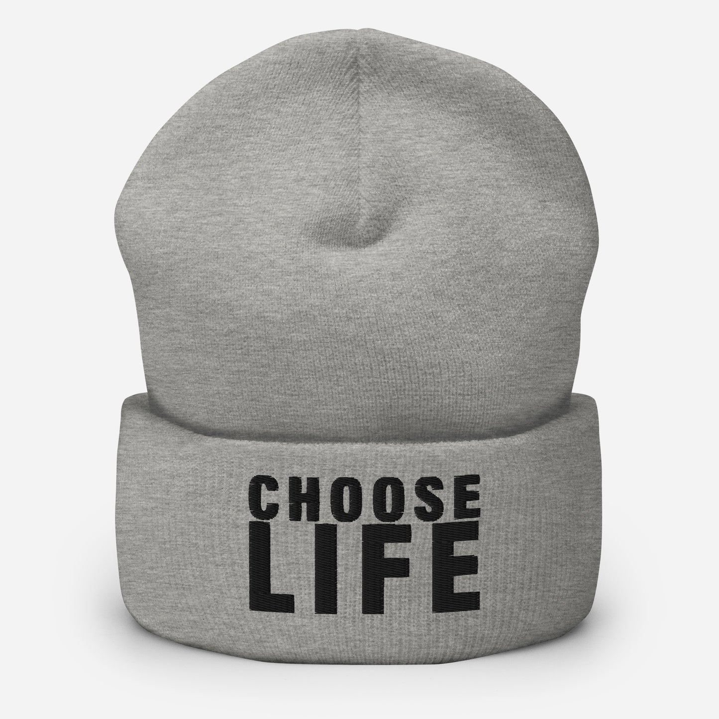 CHOOSE LIFE X FXCK GUNZ CUFFED BEANIE (BLACK EMBROIDERY)