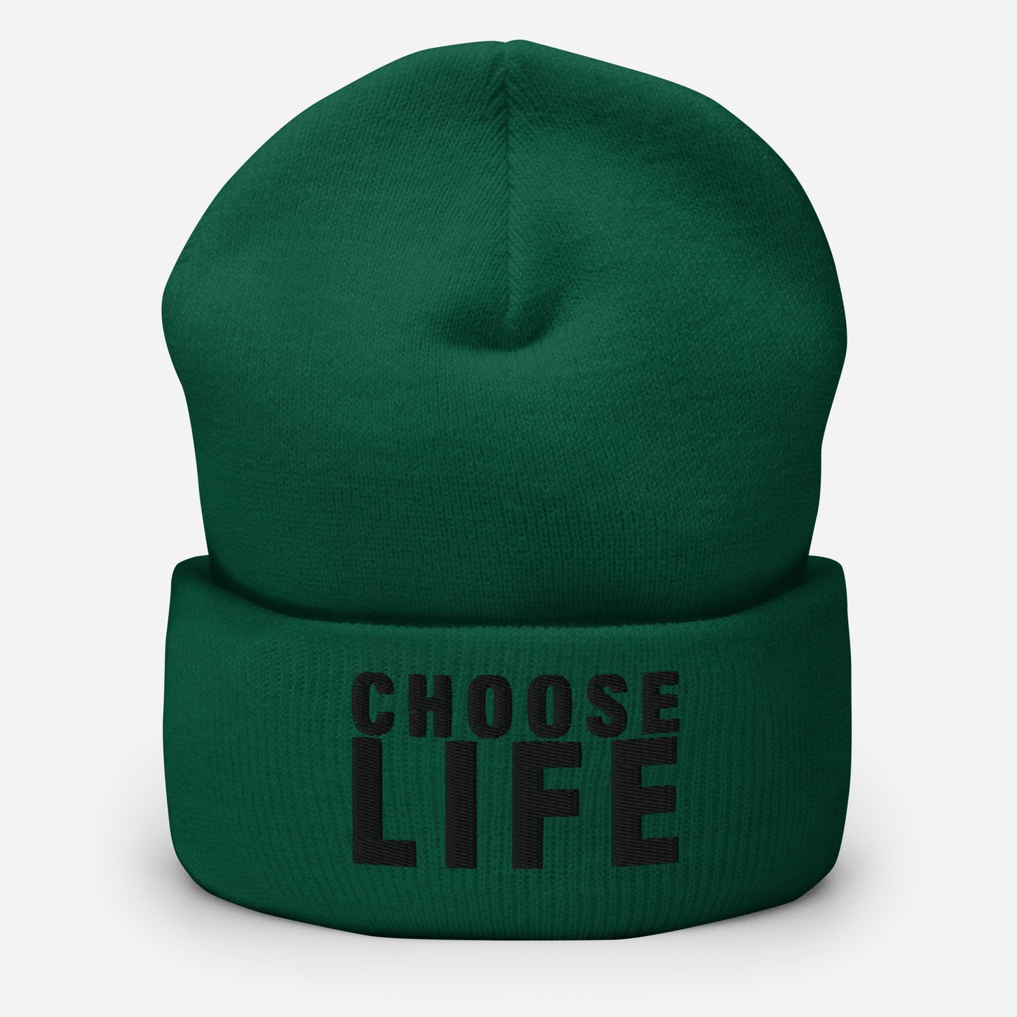 CHOOSE LIFE X FXCK GUNZ CUFFED BEANIE (BLACK EMBROIDERY)